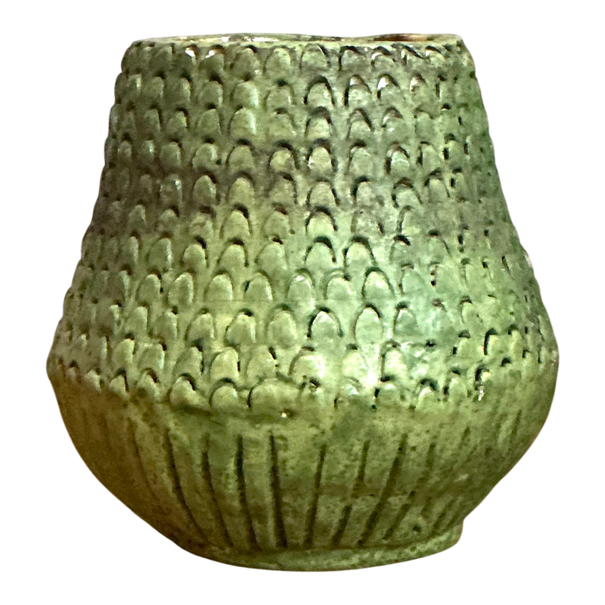Vintage Green Textured Ceramic Vase — additional photo 1