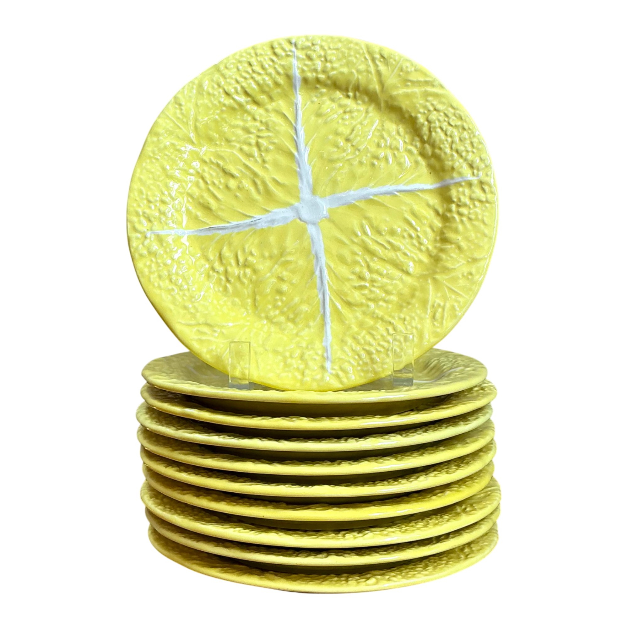 Vintage Portuguese Yellow Cabbage Leaf Plates — additional photo 1