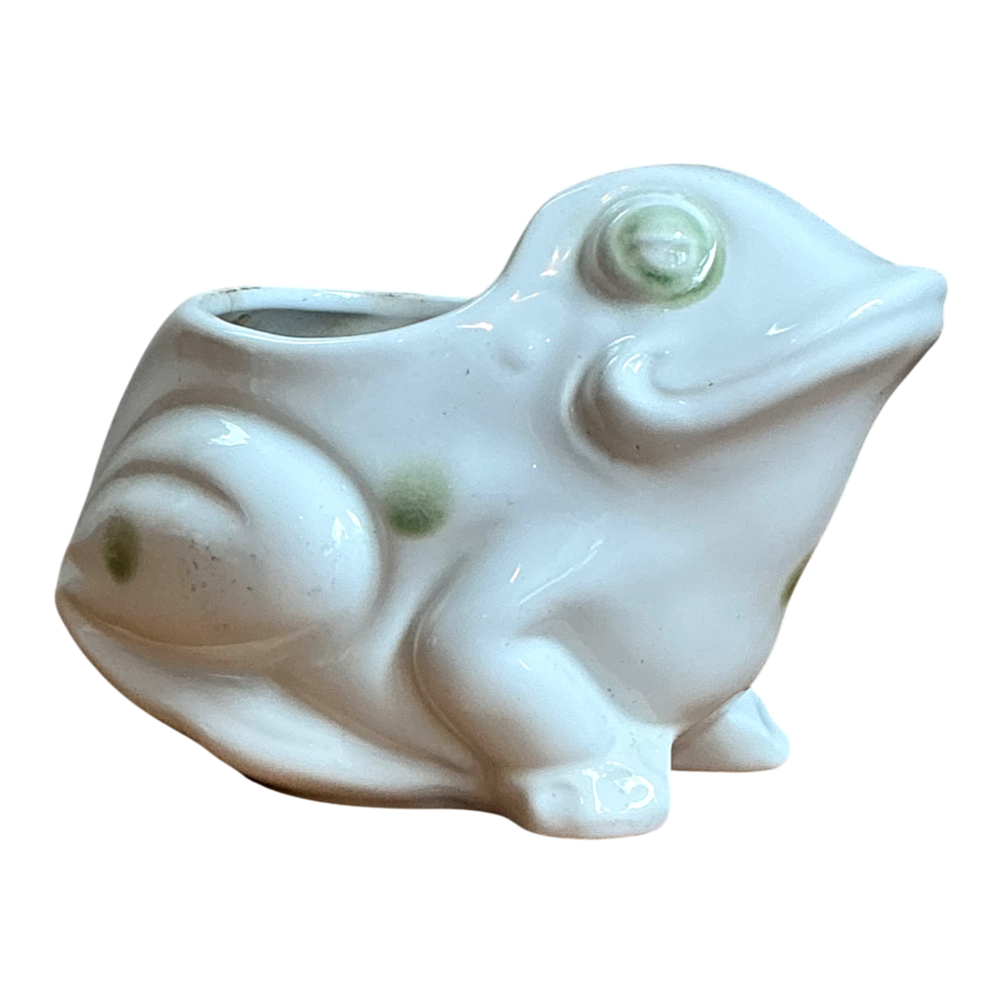 Vintage White Frog Ceramic Planter — additional photo 1