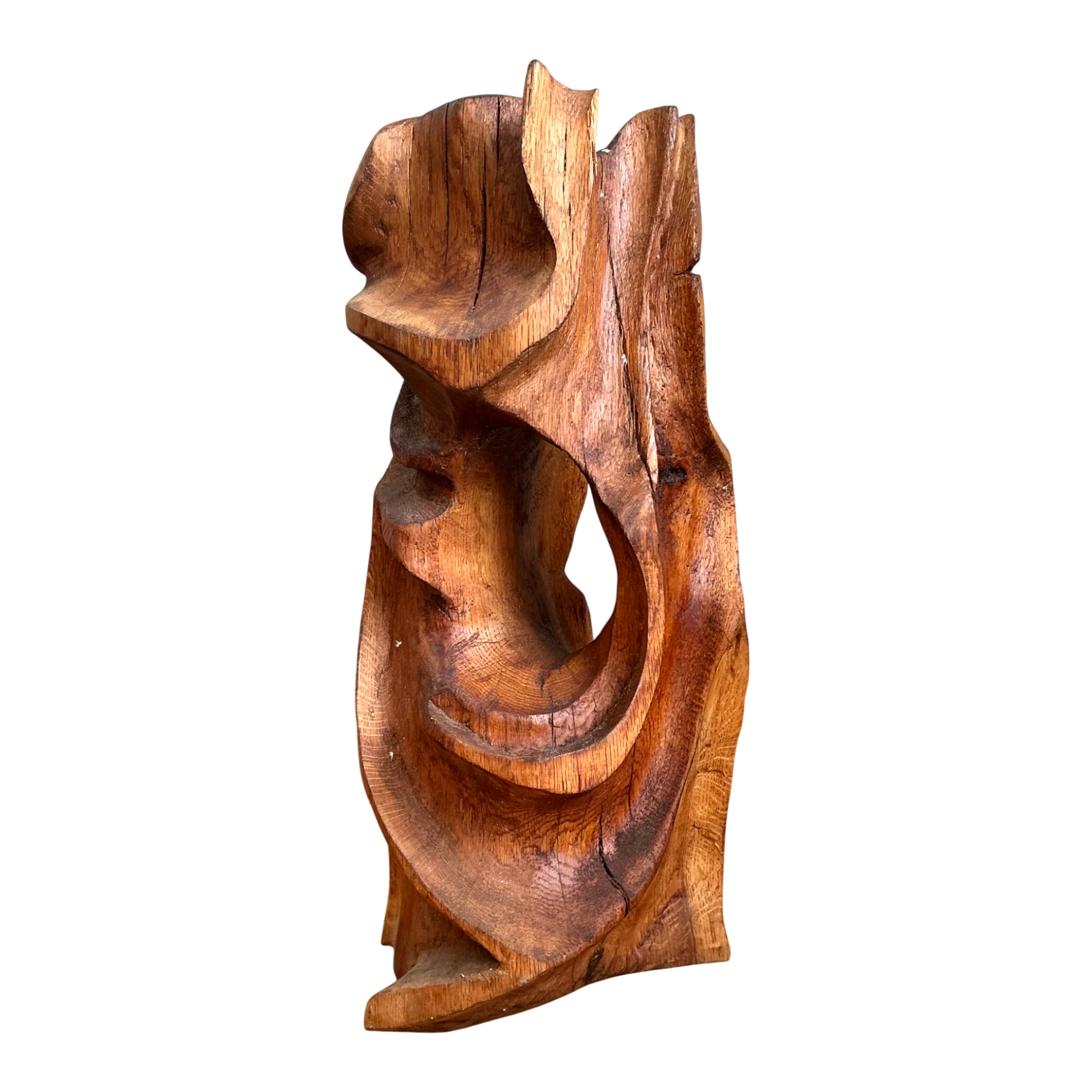 Vintage Abstract Carved Wood Sculpture — additional photo 1