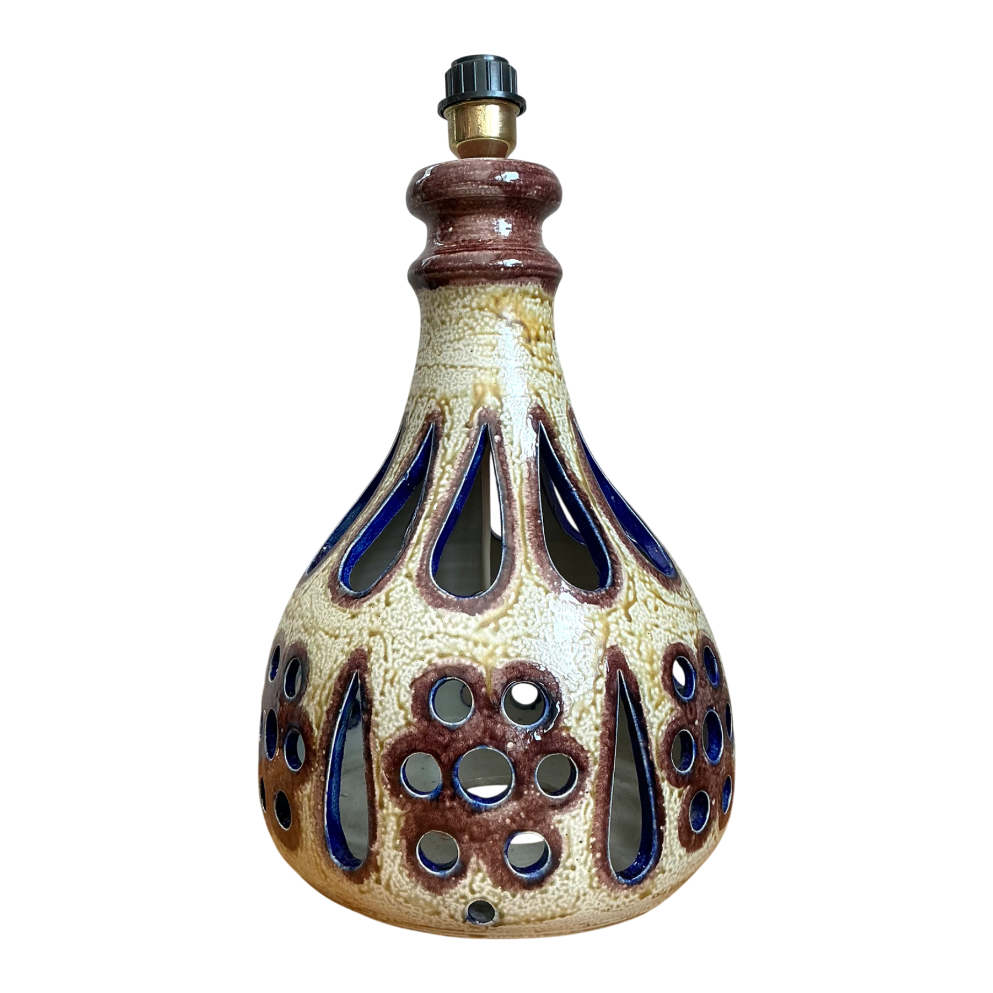 Vintage MCM Pierced Ceramic Table Lamp — additional photo 1