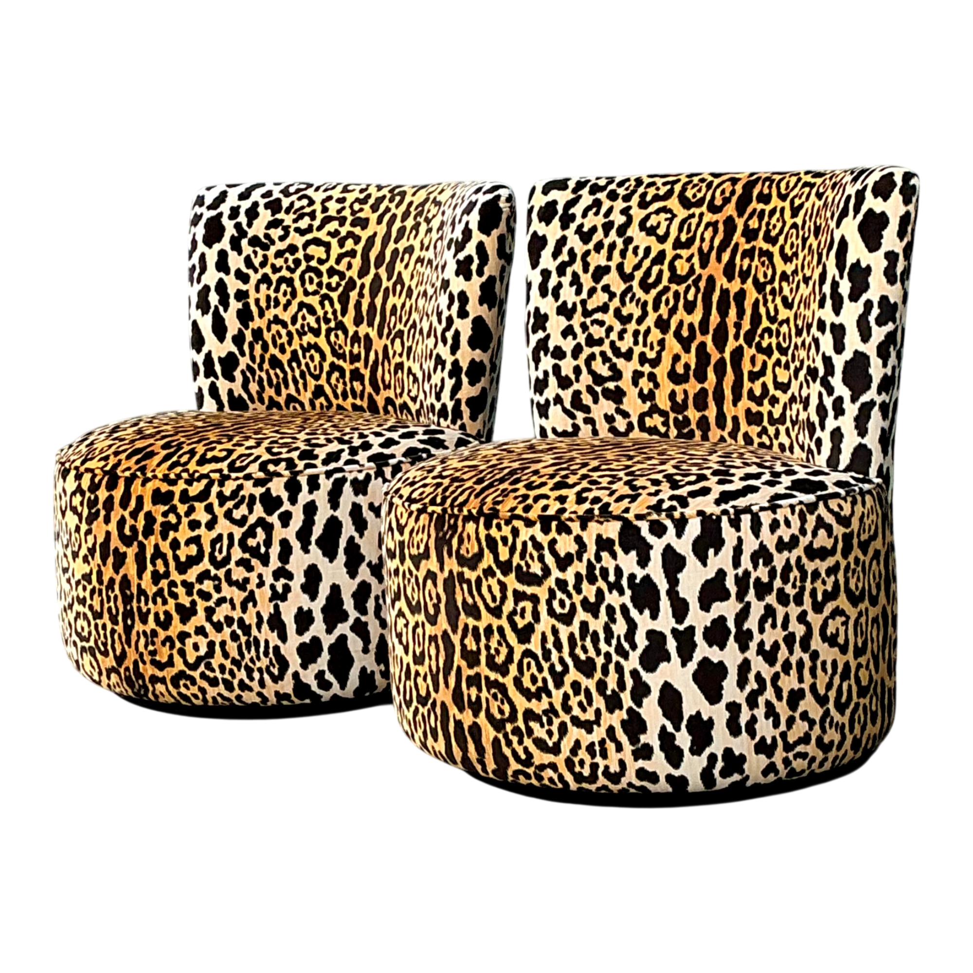 Vintage Leopard Velvet Swivel Chairs — additional photo 1