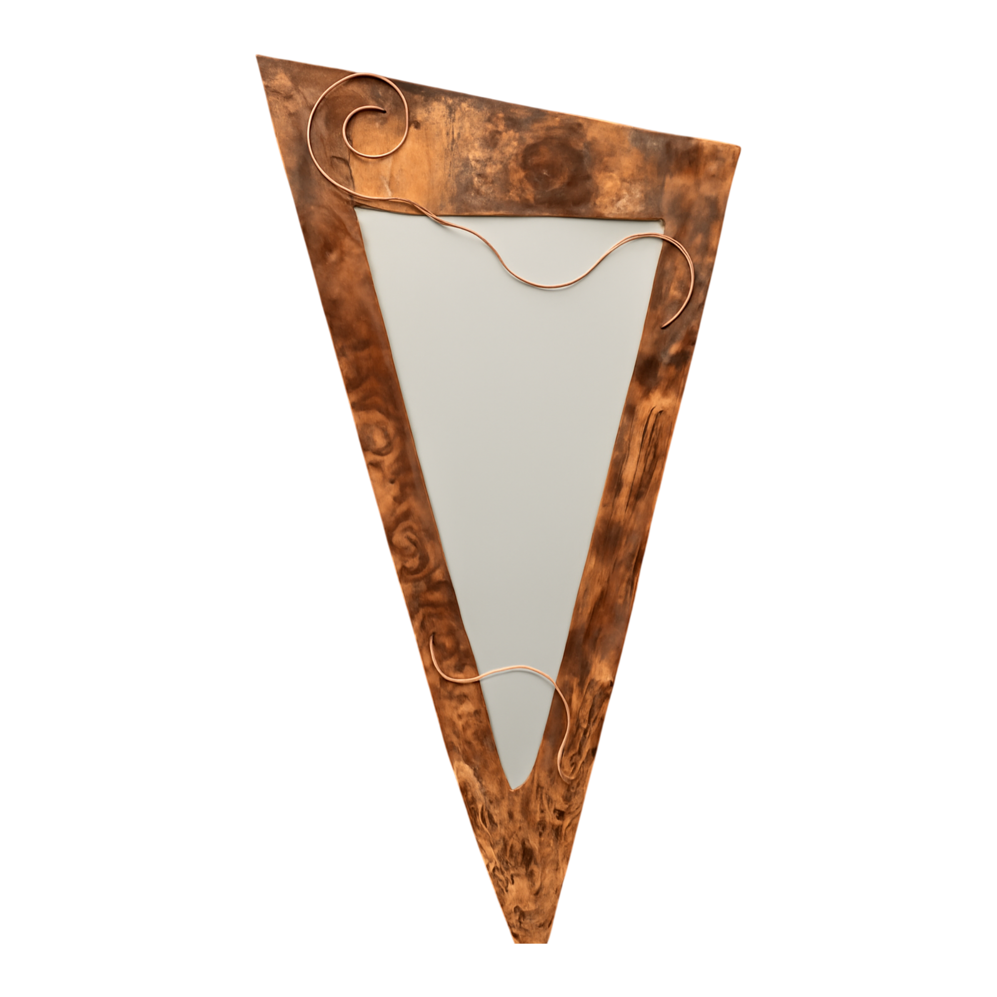 Vintage Post Modern Copper Triangle Wall Mirror — additional photo 1