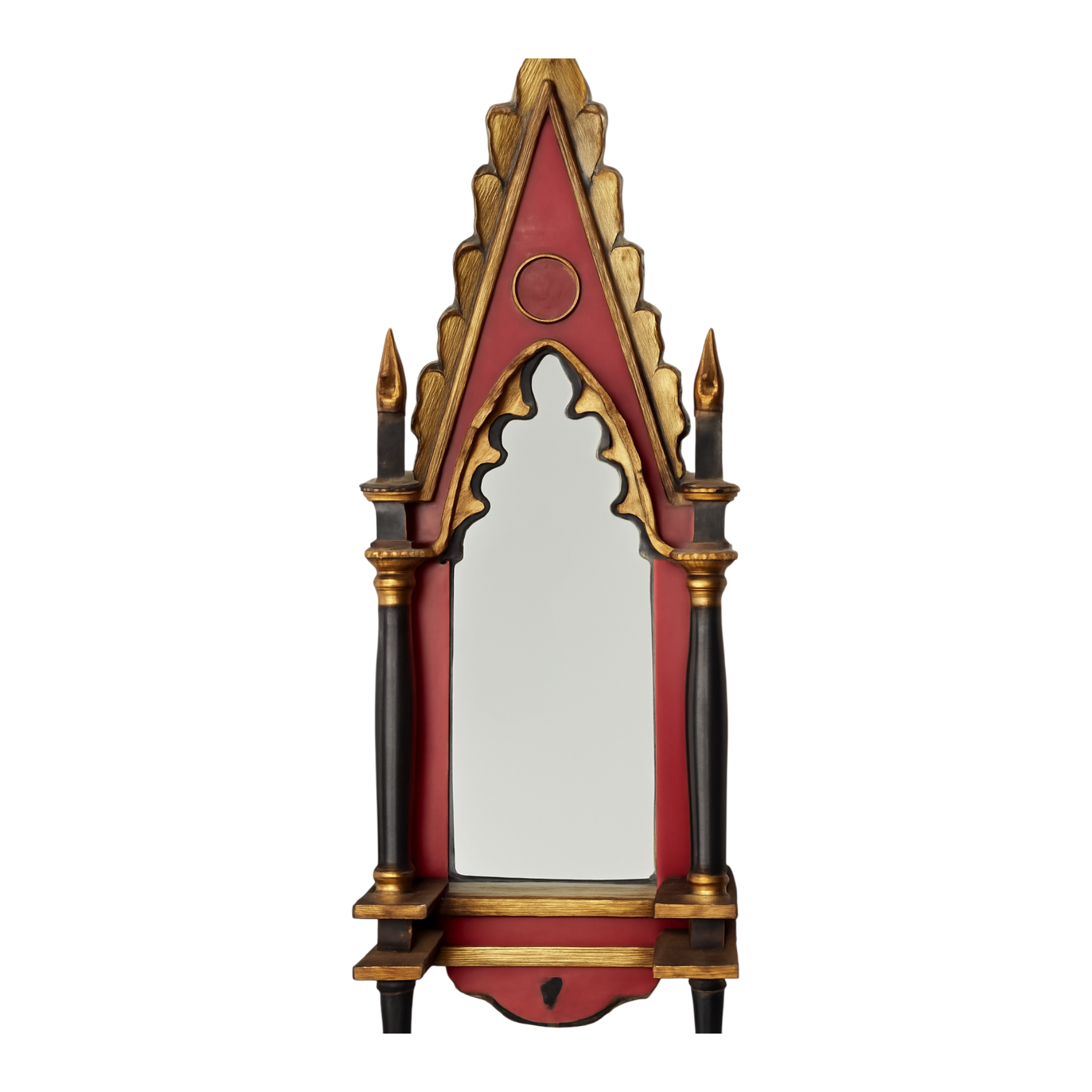 Vintage Gothic Revival Wood and Mirrored Glass Wall Mirror — additional photo 1