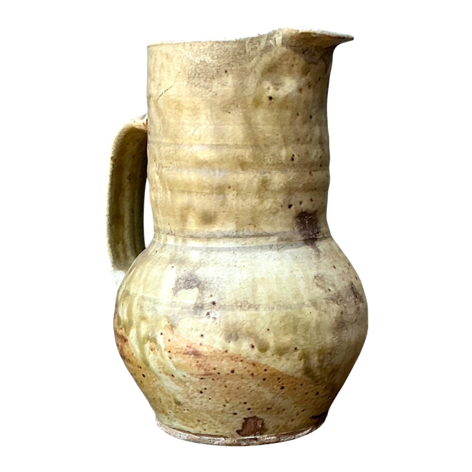 Vintage Handcrafted Beige Ceramic Jug — additional photo 1