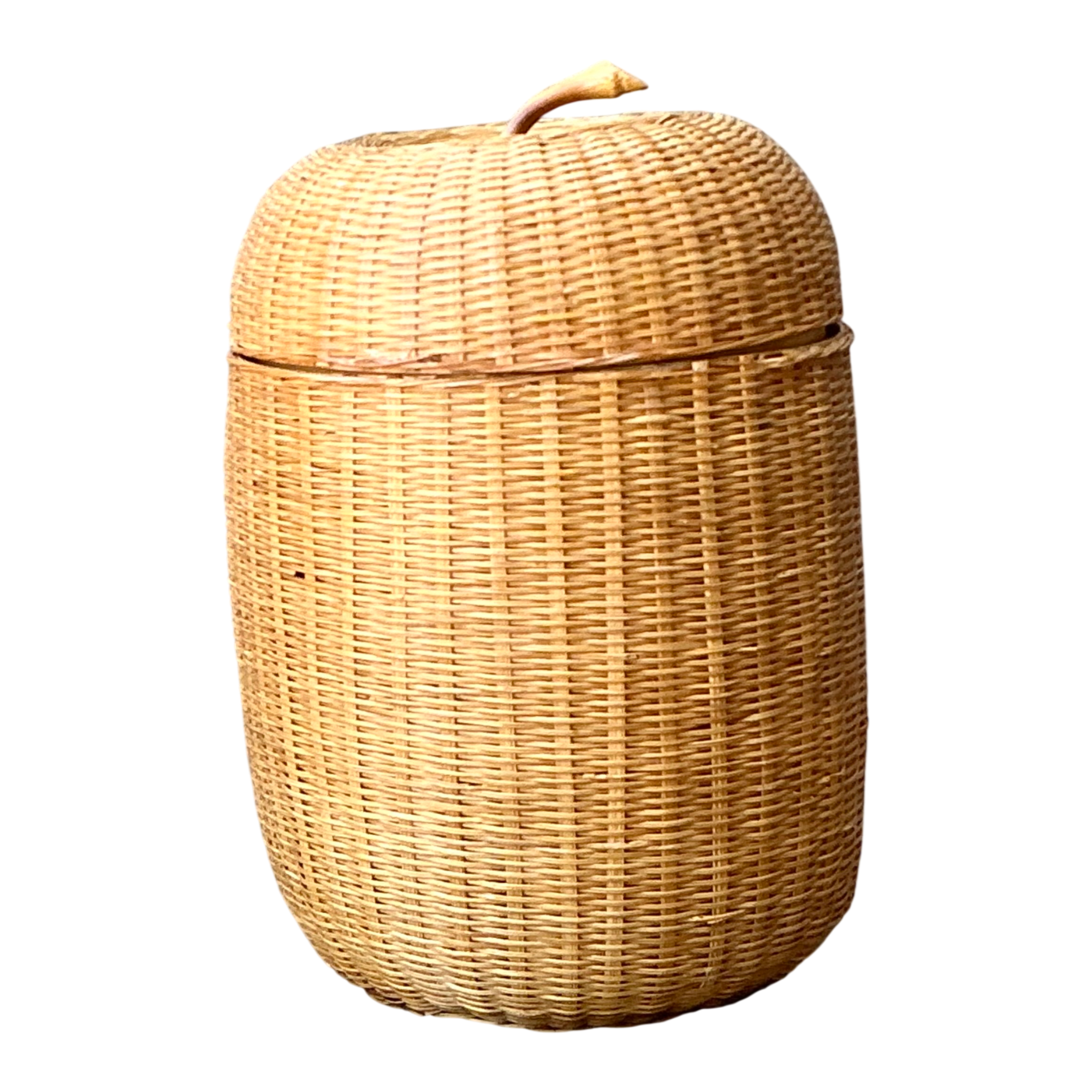 Vintage Woven Rattan Lidded Basket — additional photo 1