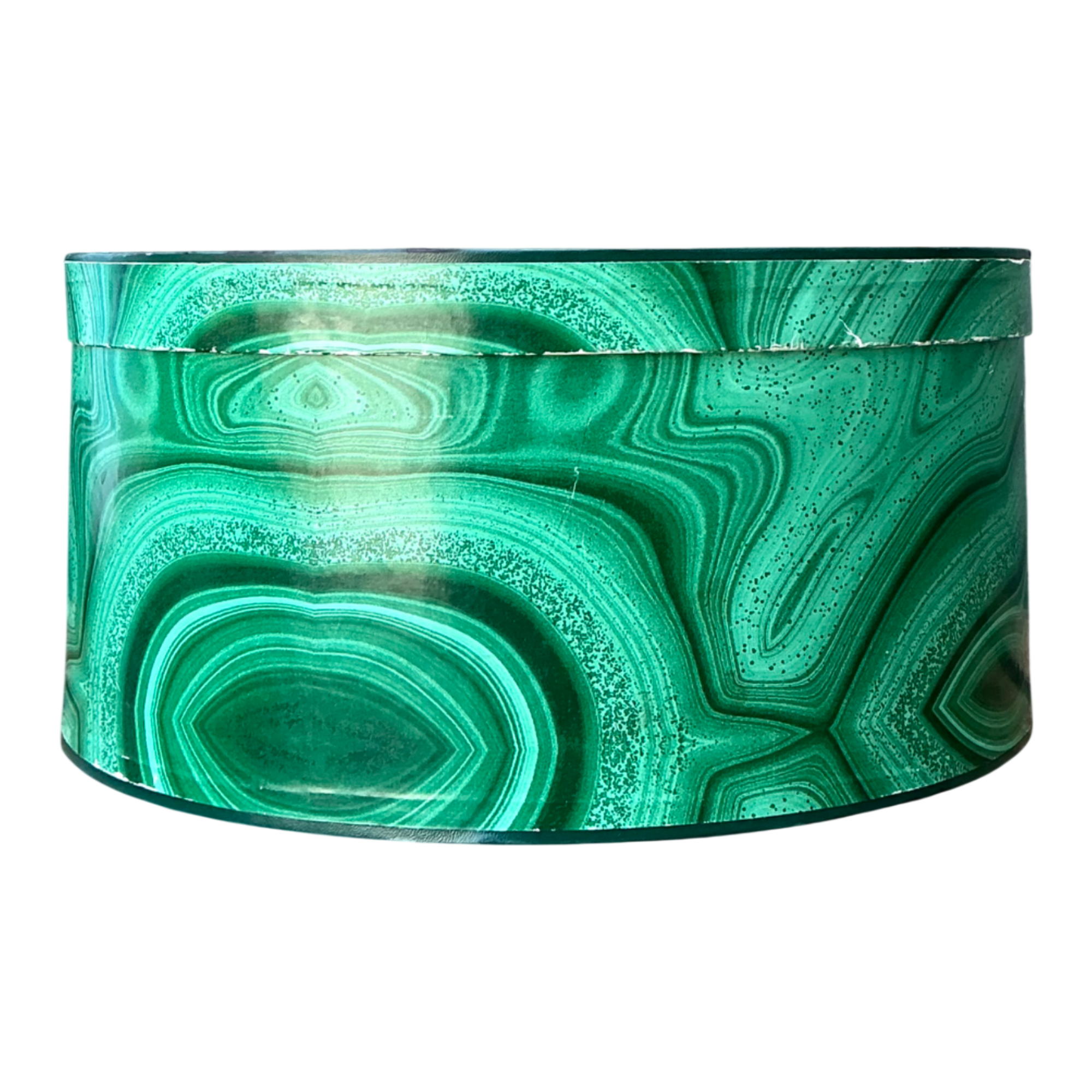 Vintage Green Malachite-Style Decorative Hat Box — additional photo 1
