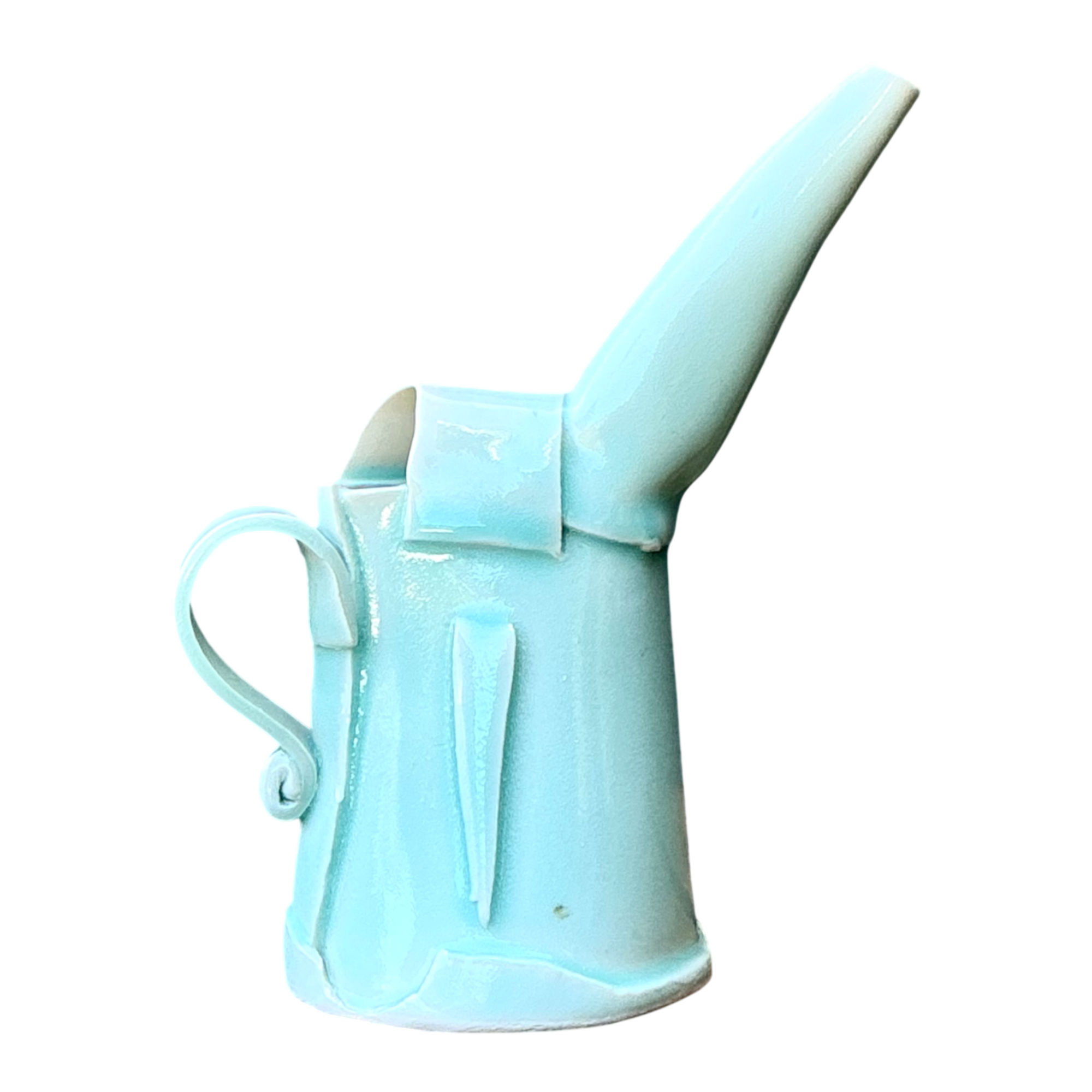 Vintage Aqua Abstract Ceramic Pitcher — additional photo 1