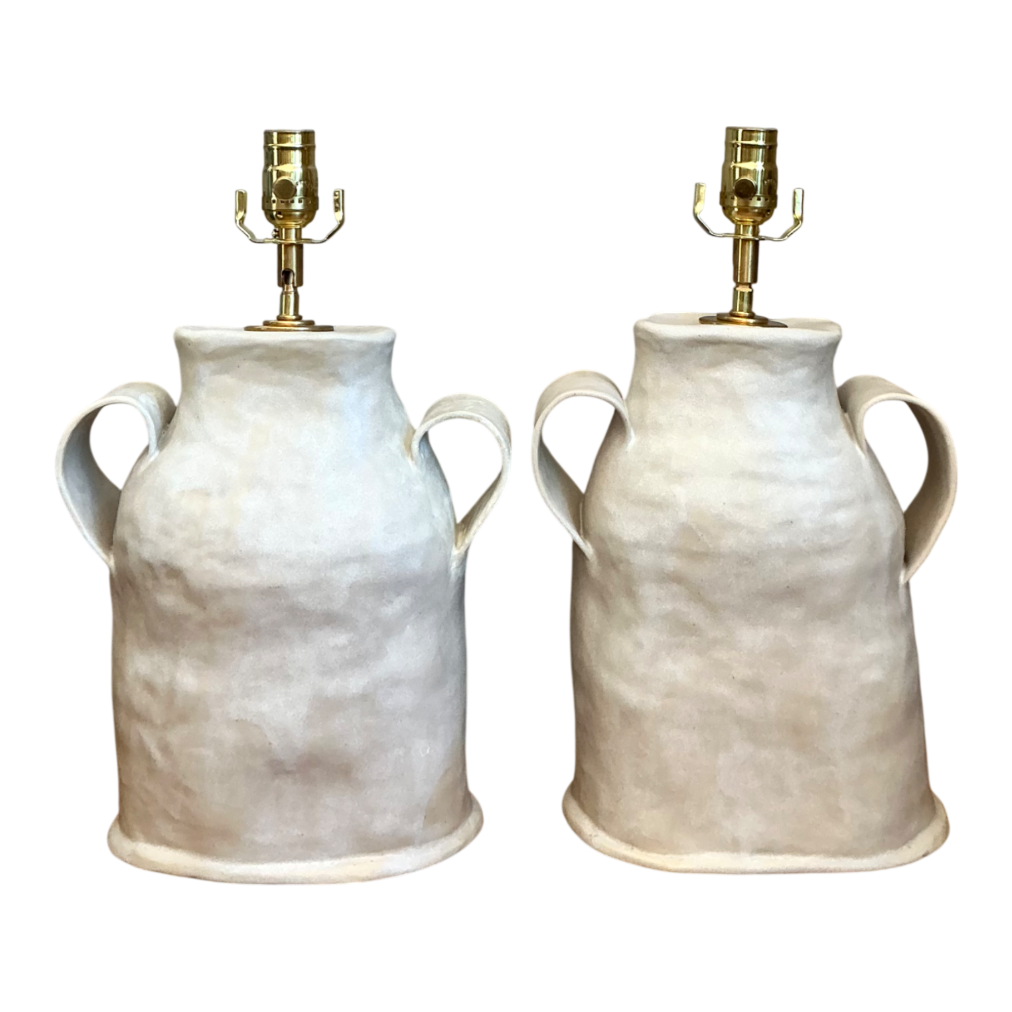 Vintage Biomorphic Double Handled Studio Pottery Lamps — additional photo 1