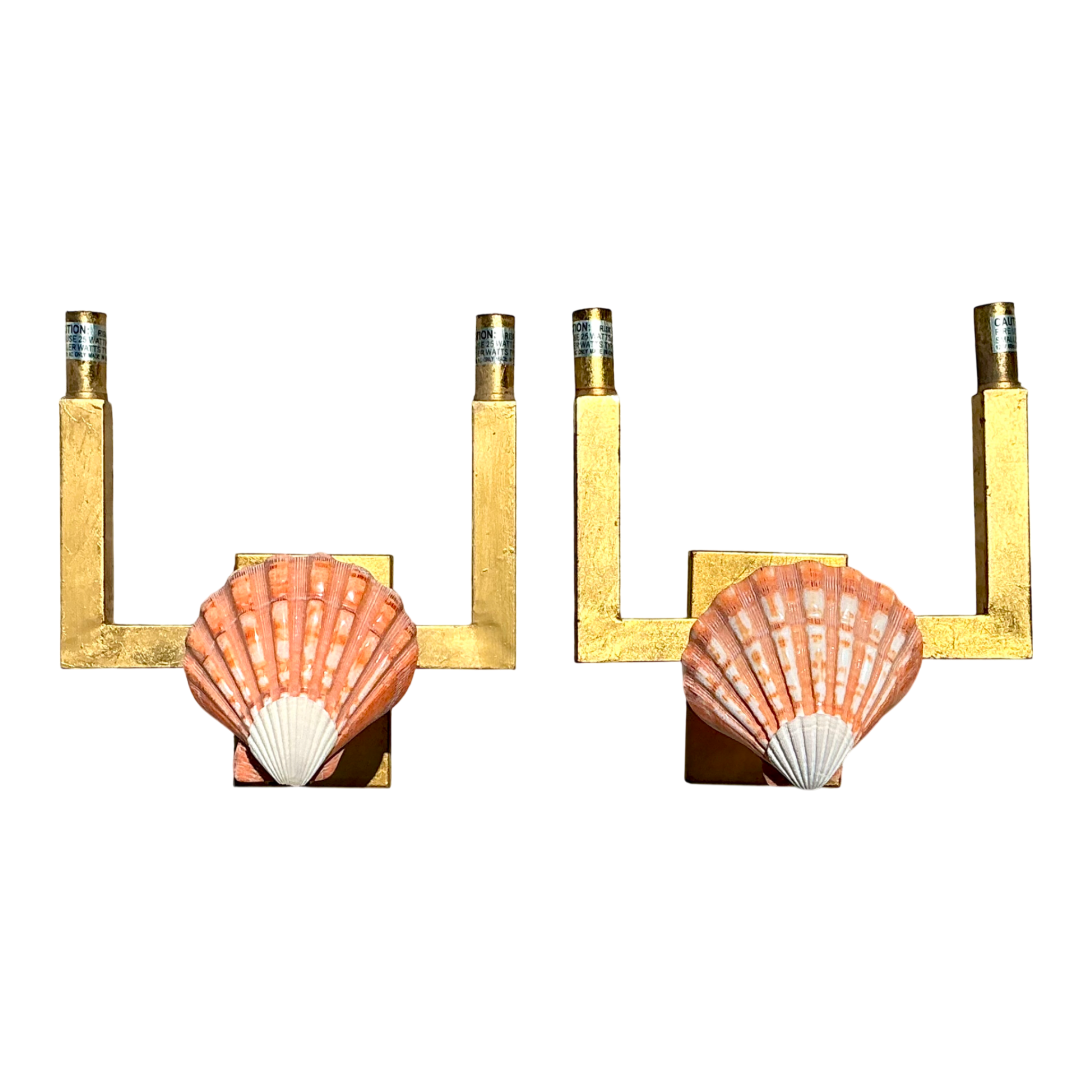 Vintage Shell and Metal Wall Sconces — additional photo 1