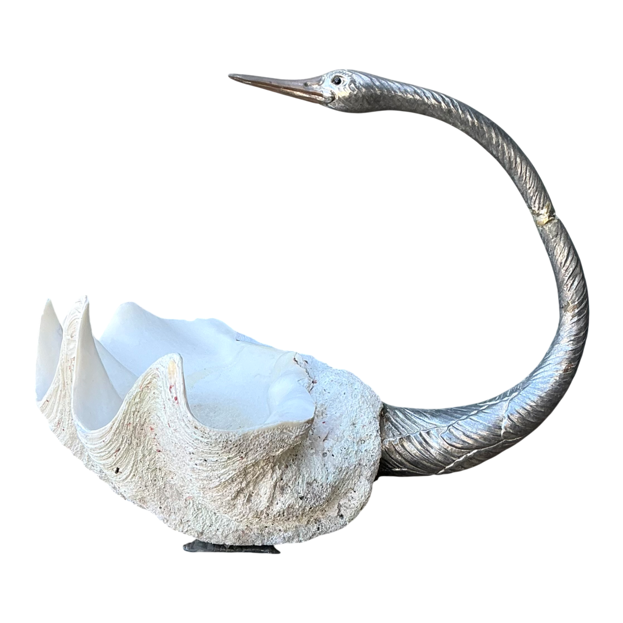 Vintage Monumental Metal and Clam Shell Swan Centerpiece — additional photo 1
