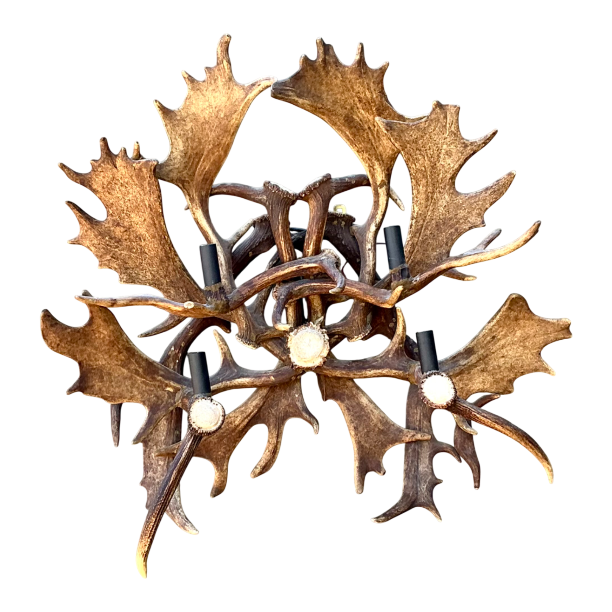 Vintage Monumental Antler and Metal Wall Sconce — additional photo 1