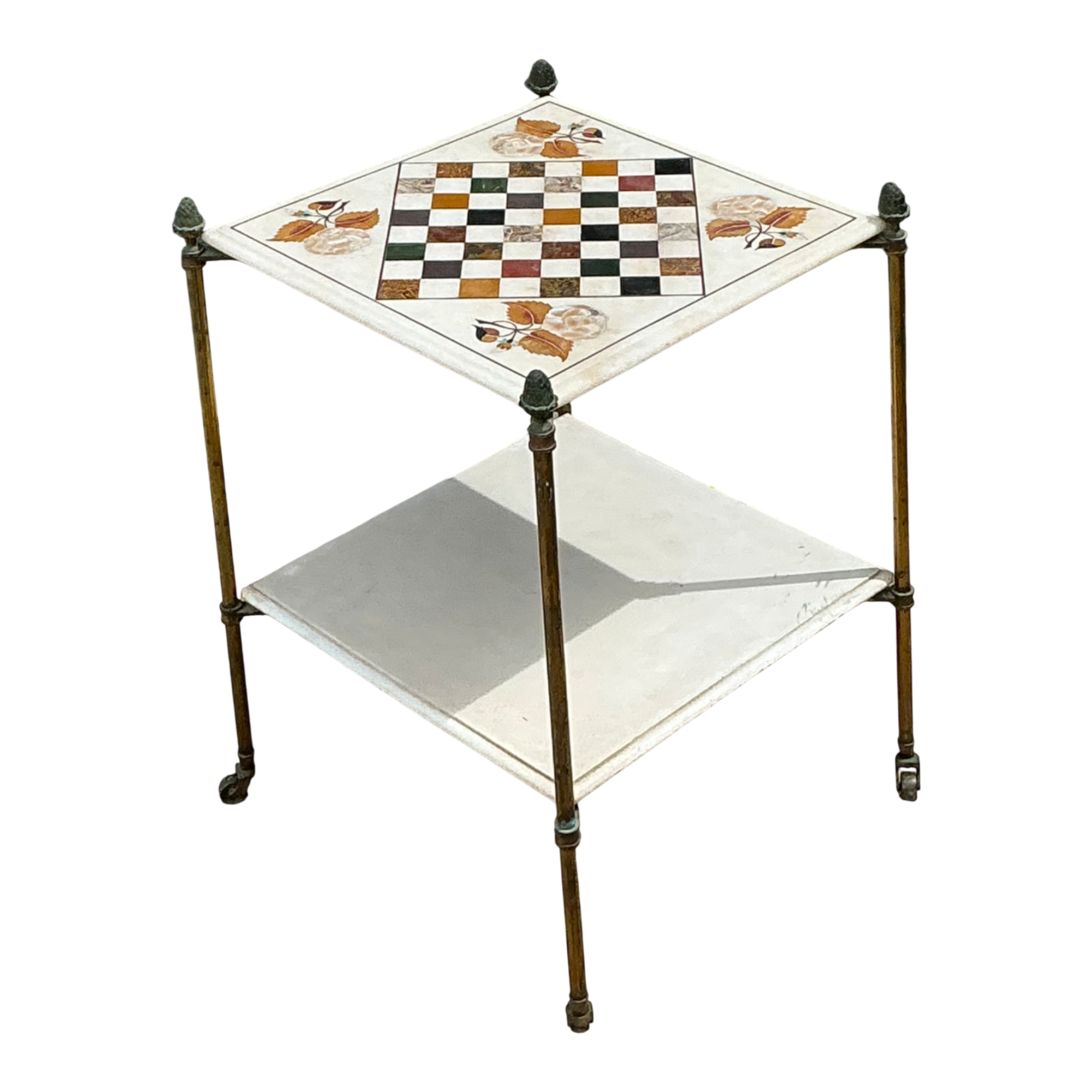 Vintage Marble Inlay Chessboard Side Table — additional photo 1