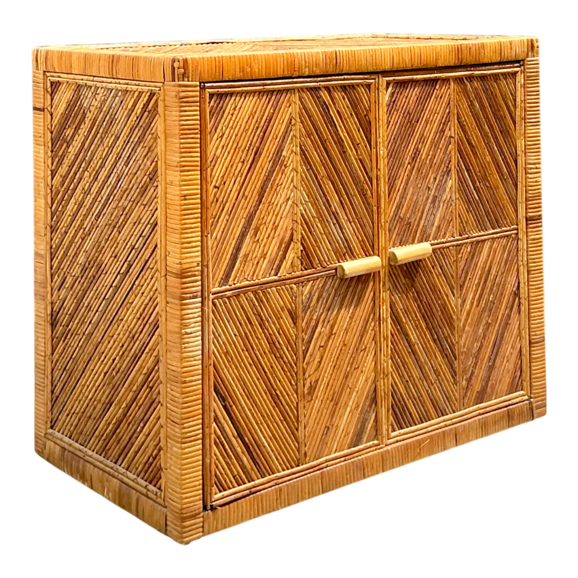Vintage Rattan Chevron Cabinet — additional photo 1