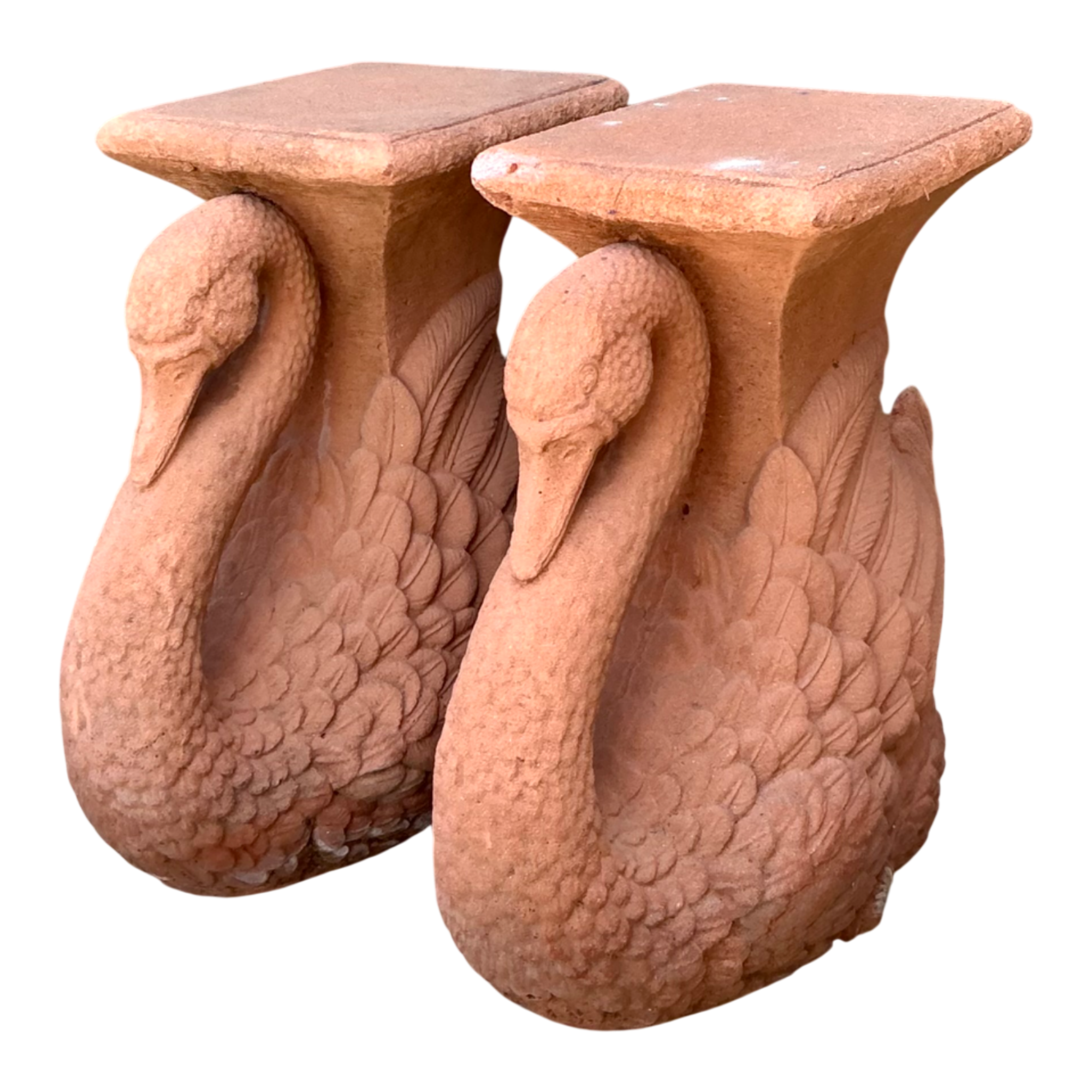 Vintage Cast Cement Swan Low Stools - A Pair — additional photo 1