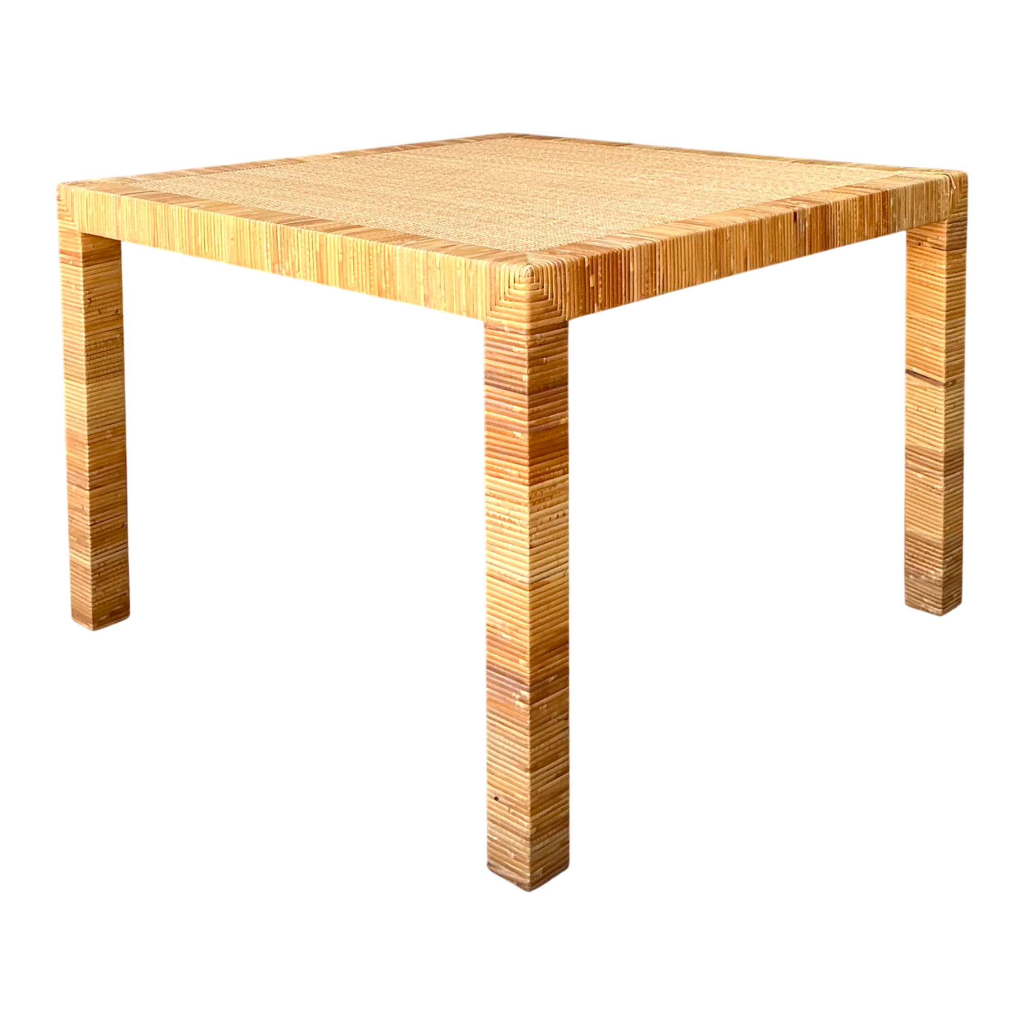 Vintage Bielecky Brothers Rattan Square Side Table — additional photo 1