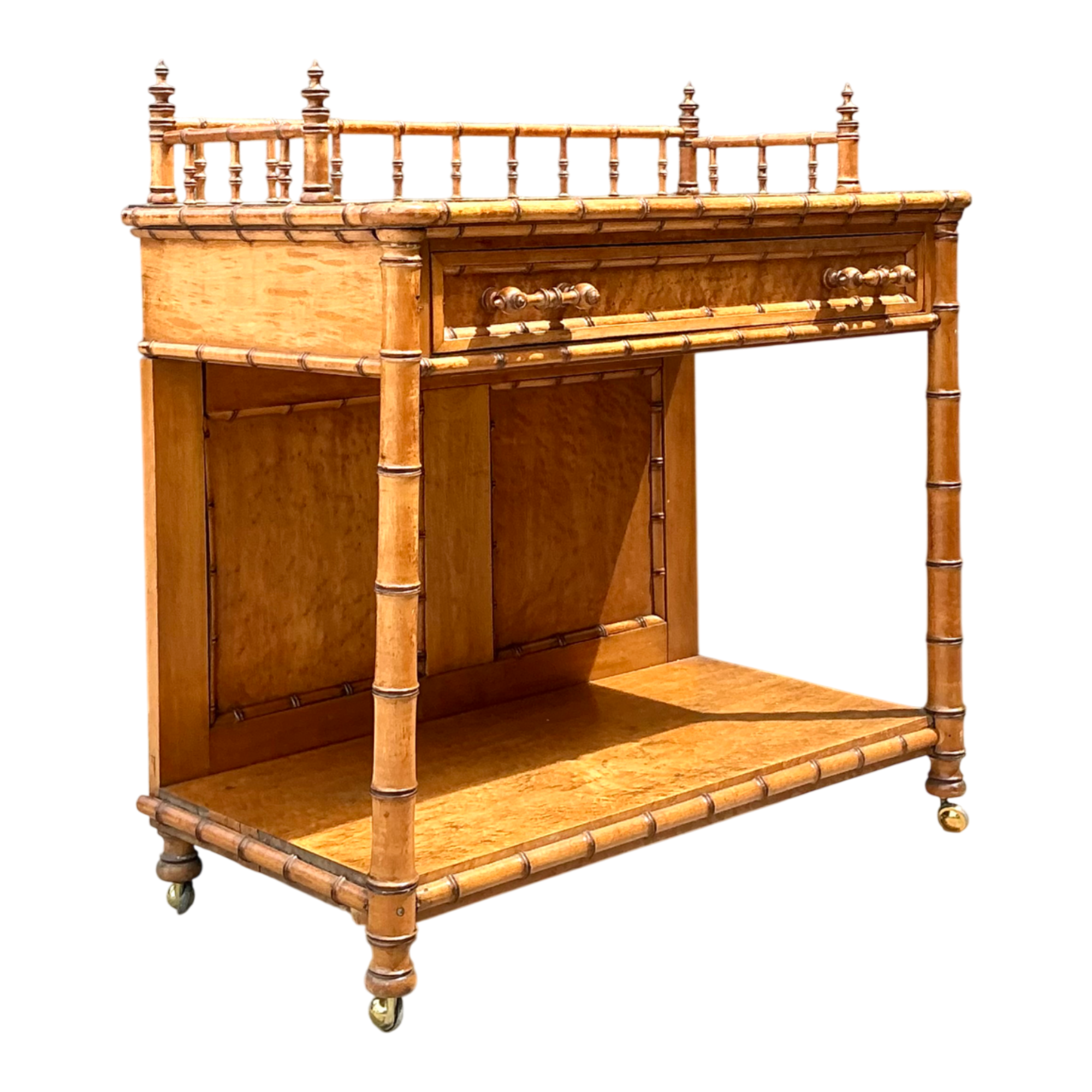 Vintage Wood Faux Bamboo Serving Cart — additional photo 1