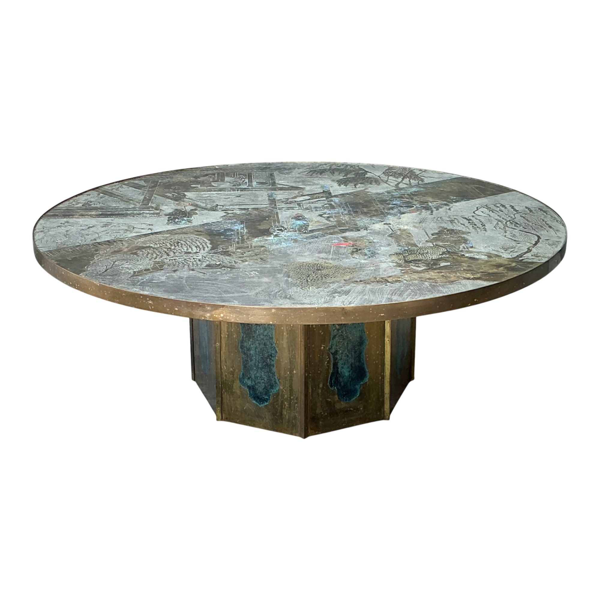 Vintage Phillip and Kelvin Laverne Etched Bronze Coffee Table — additional photo 1