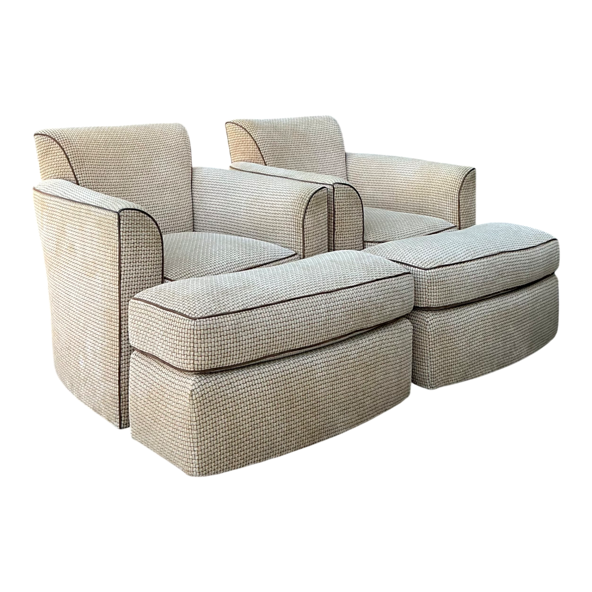 Vintage Donghia Swivel Lounge Chairs with Ottomans  - A Pair — additional photo 1