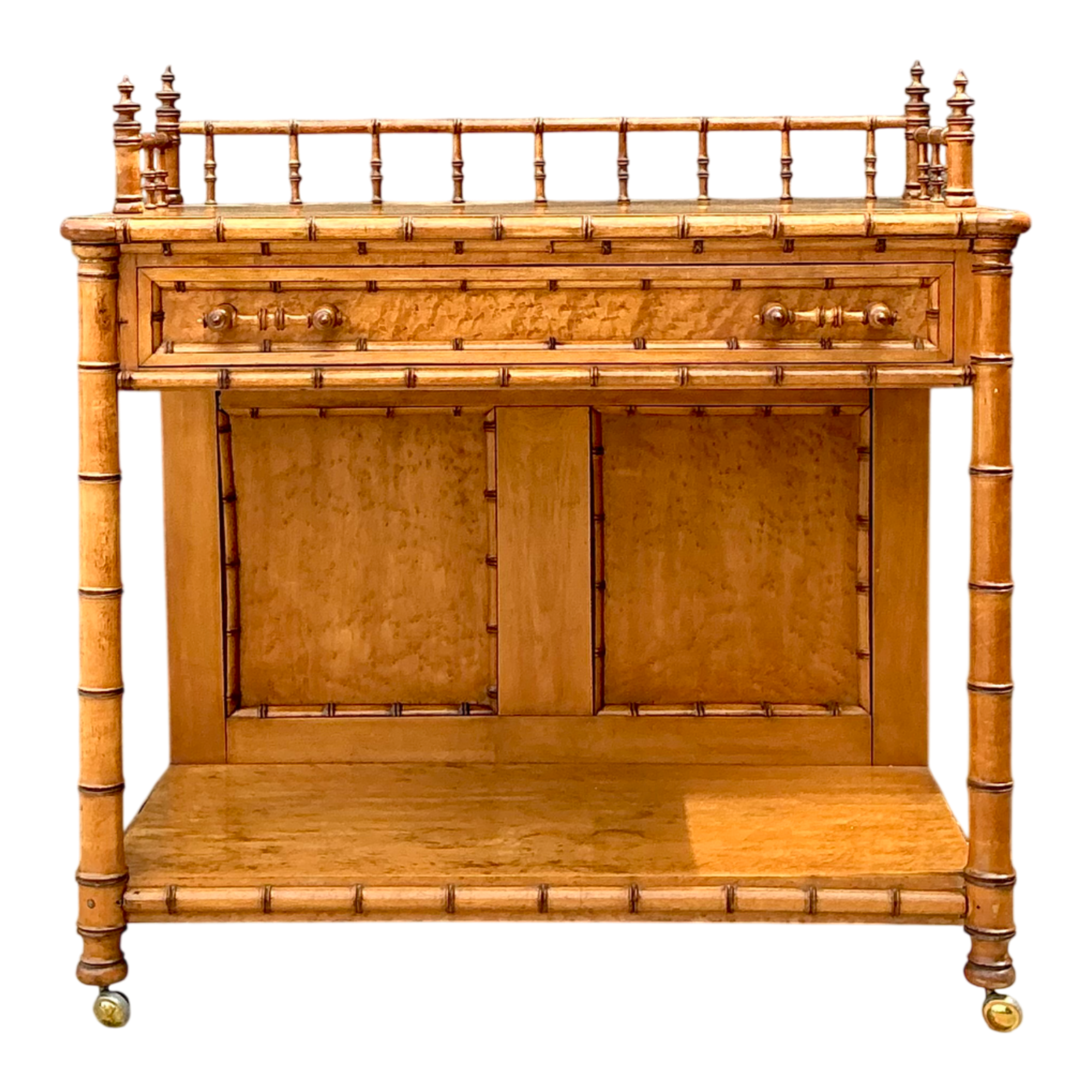 Vintage Carved Bamboo Wood Serving Cart — additional photo 1