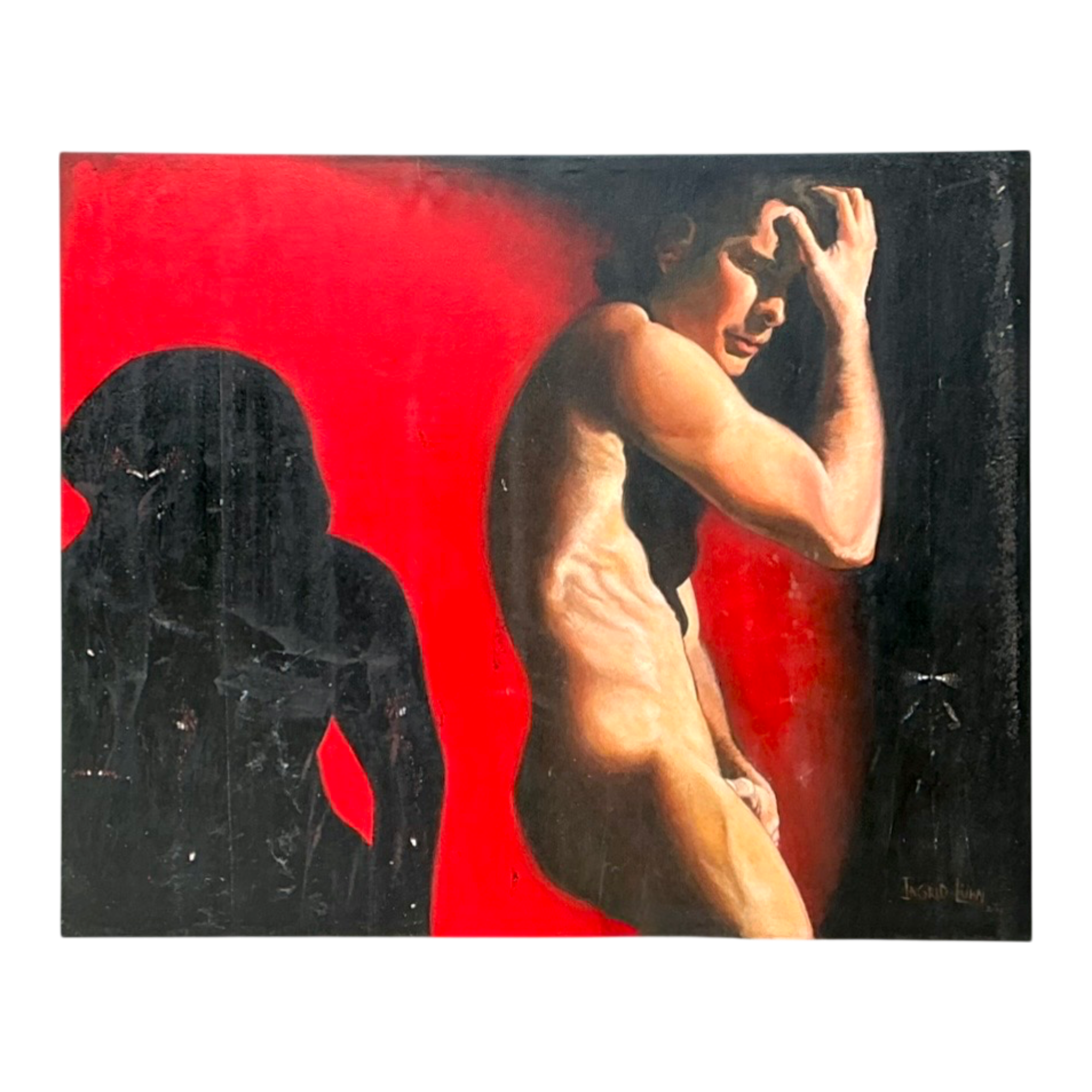 Vintage Monumental Figurative Oil Portrait on Canvas — additional photo 1