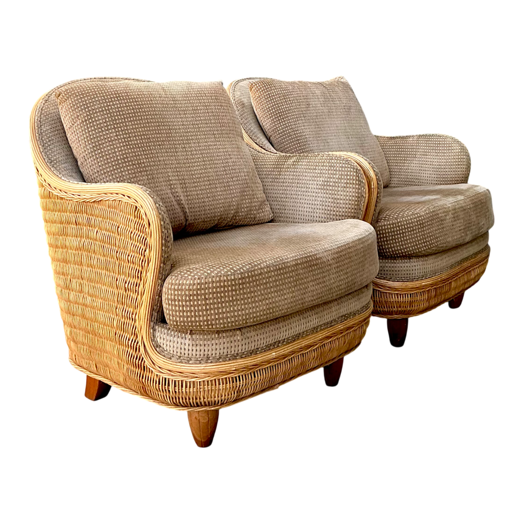 Vintage Biomorphic Rattan Lounge Chairs - A Pair — additional photo 1