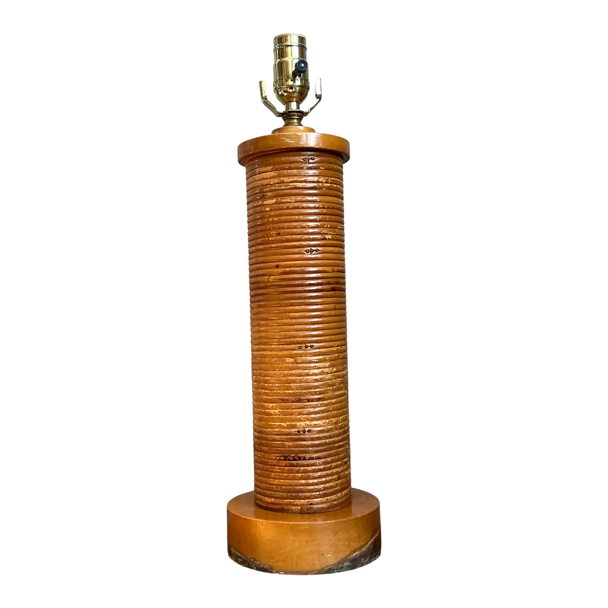 Vintage Pencil Reed and Wood Table Lamp — additional photo 1