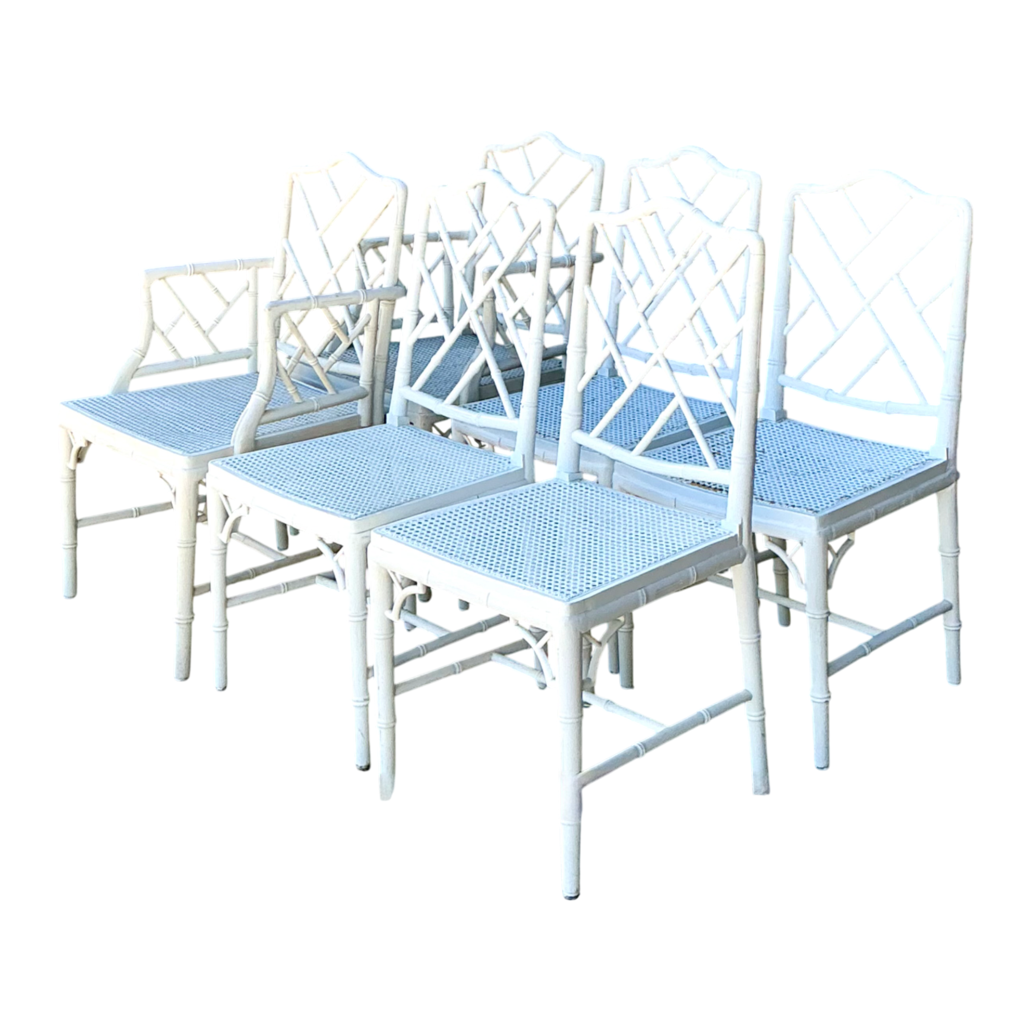 Vintage Chinese Chippendale Cane Dining Chairs - Set Of 6 — additional photo 1