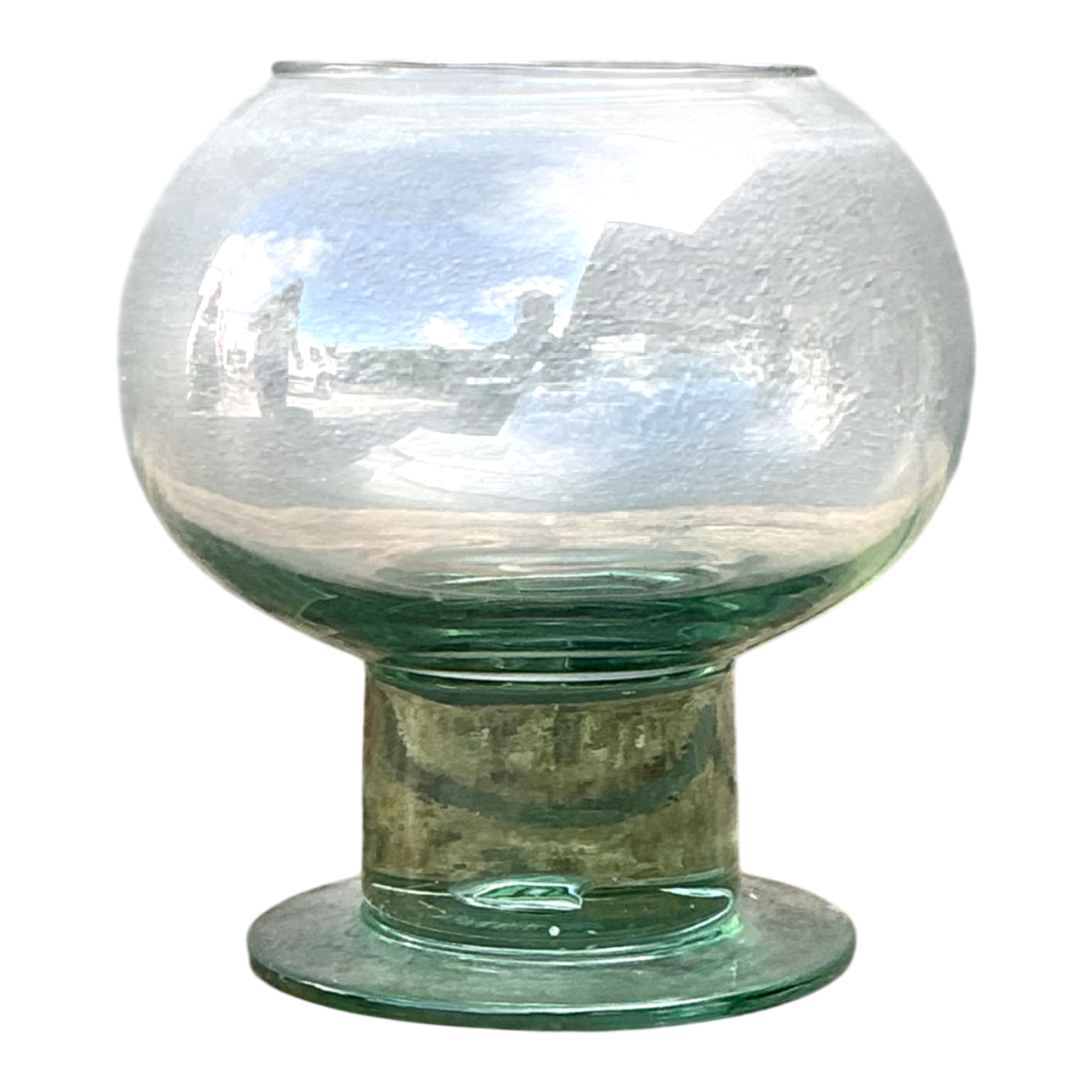 Vintage Green Pedestal Glass Vase — additional photo 1