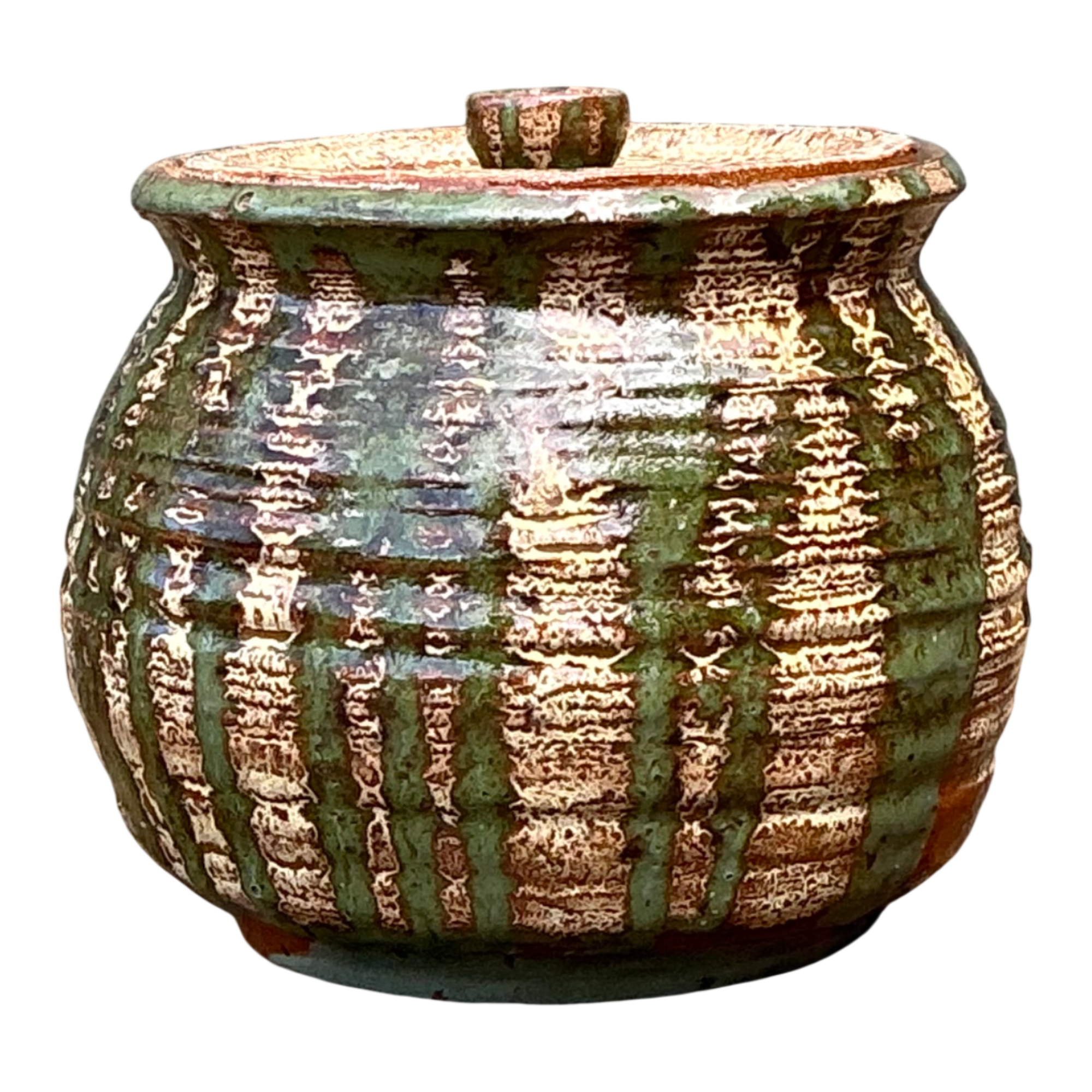 Vintage Textured Pottery Lidded Jar — additional photo 1