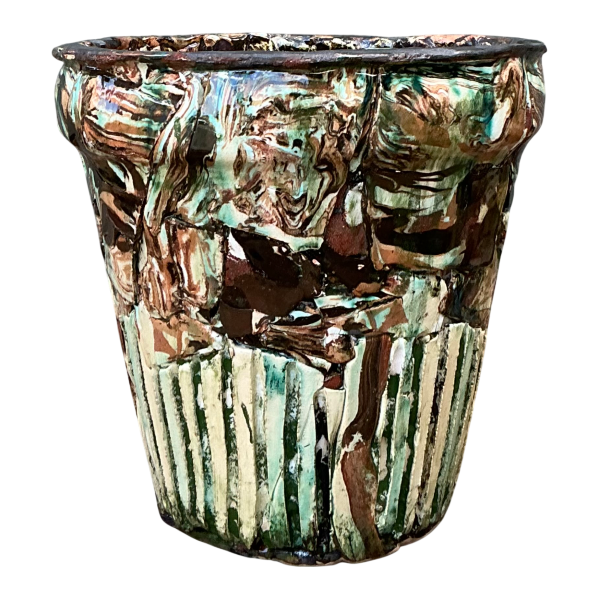 Vintage Multicolor Textured Ceramic Planter