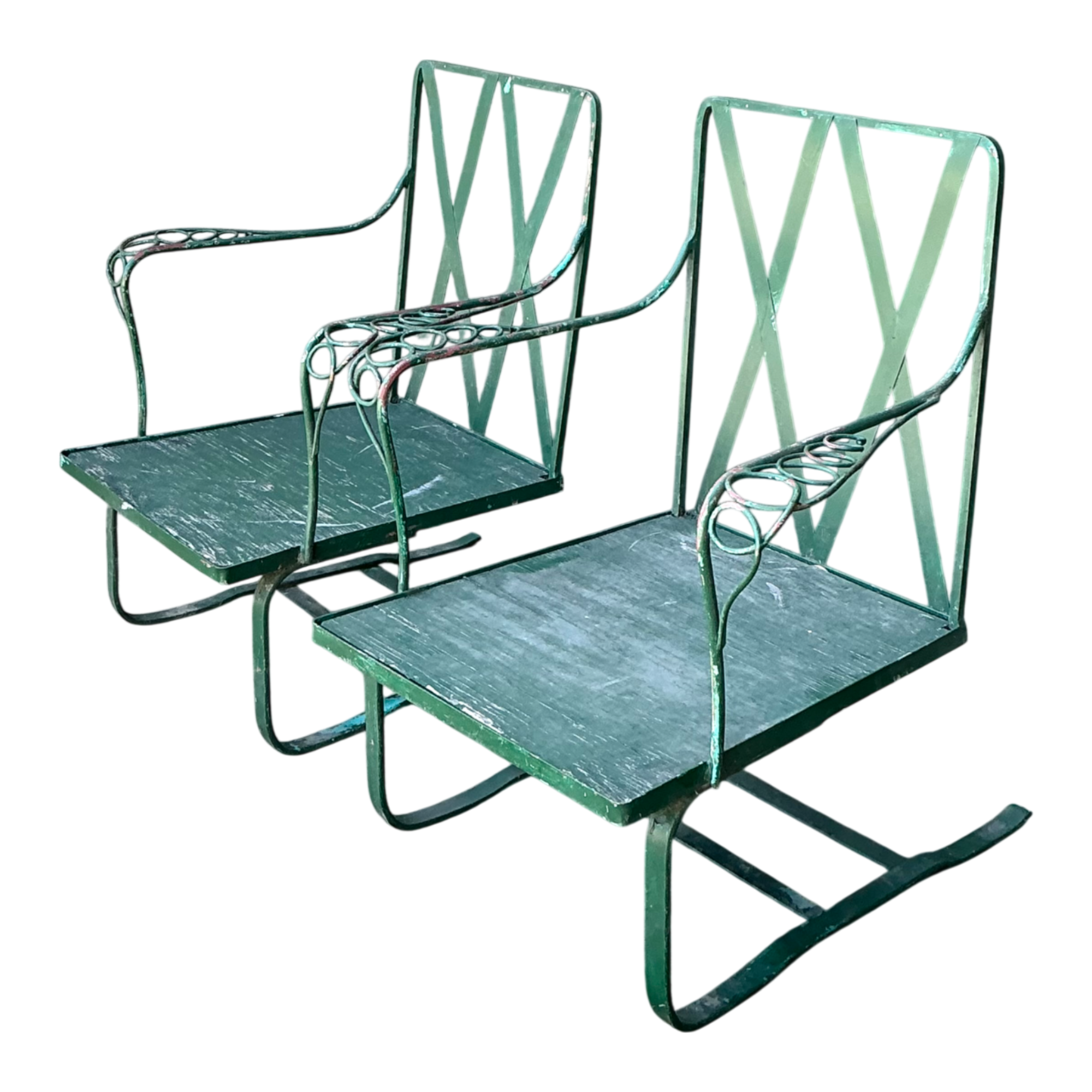 Vintage Sculptural Iron Springer Lounge Chairs - A Pair — additional photo 1
