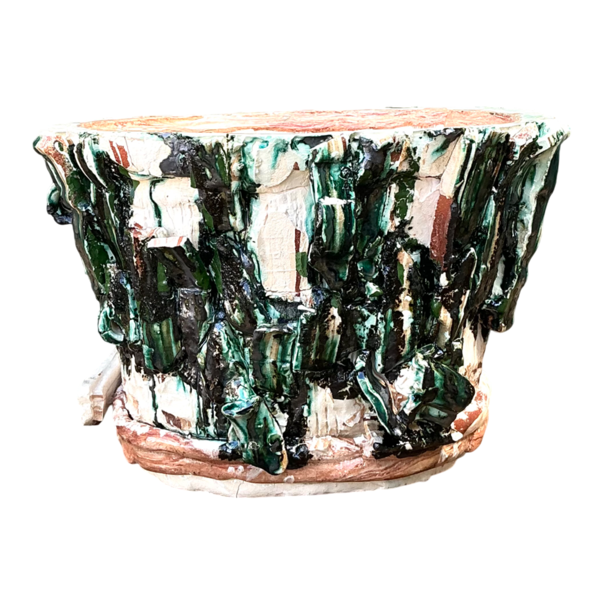 Vintage Multicolor Textured Ceramic Planter
