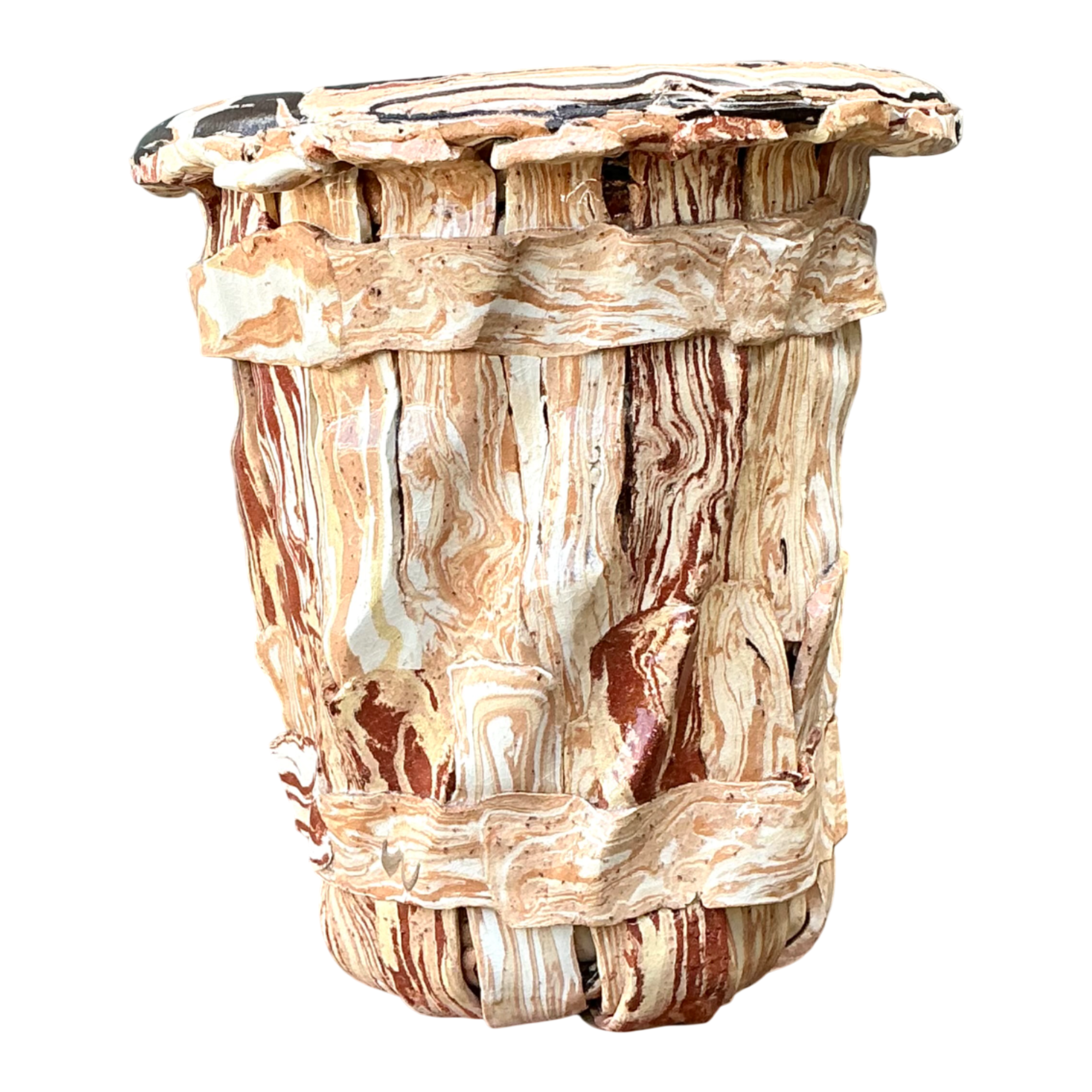 Vintage Multicolor Textured Ceramic Planter