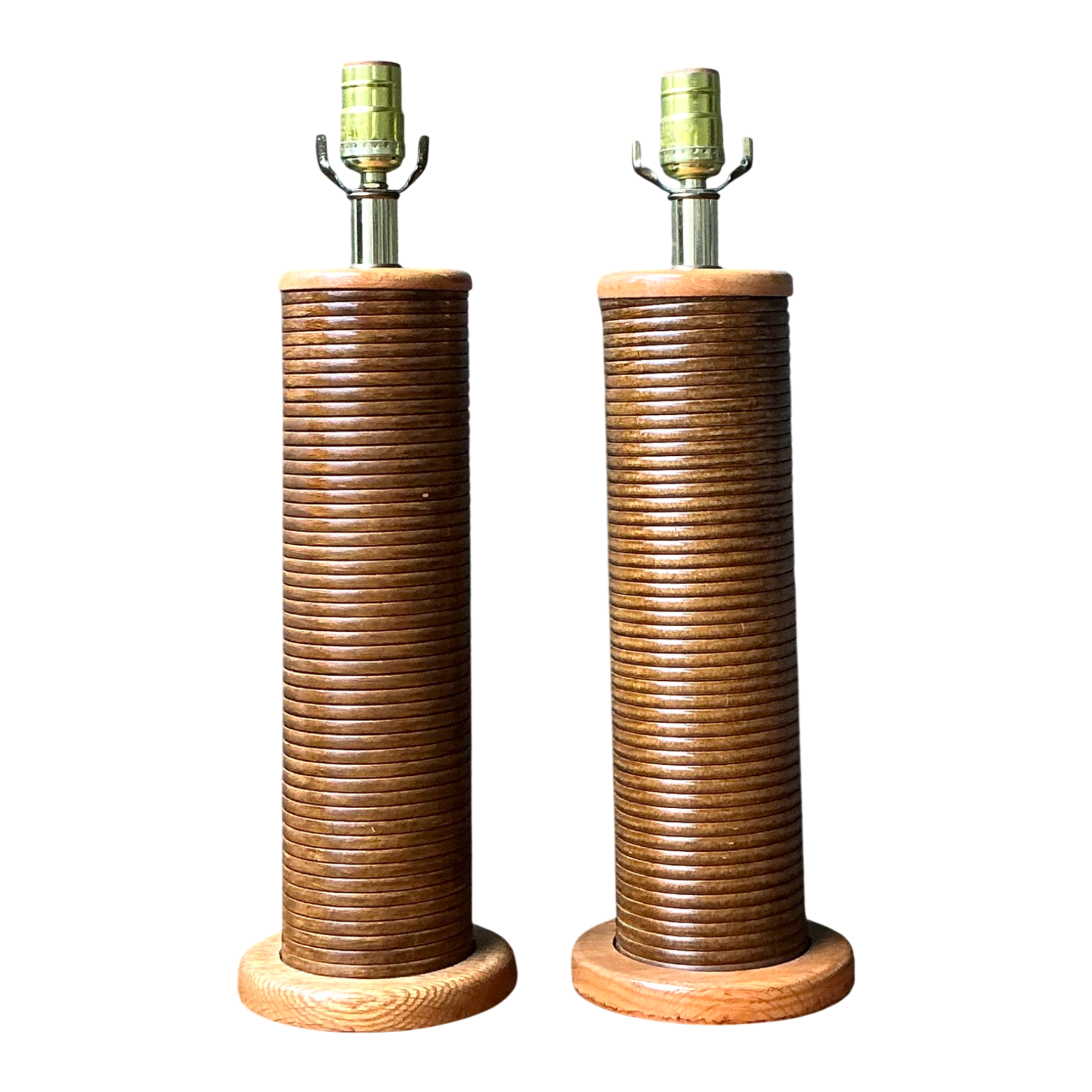Vintage Pencil Reed Cylinder Lamps - A Pair — additional photo 1