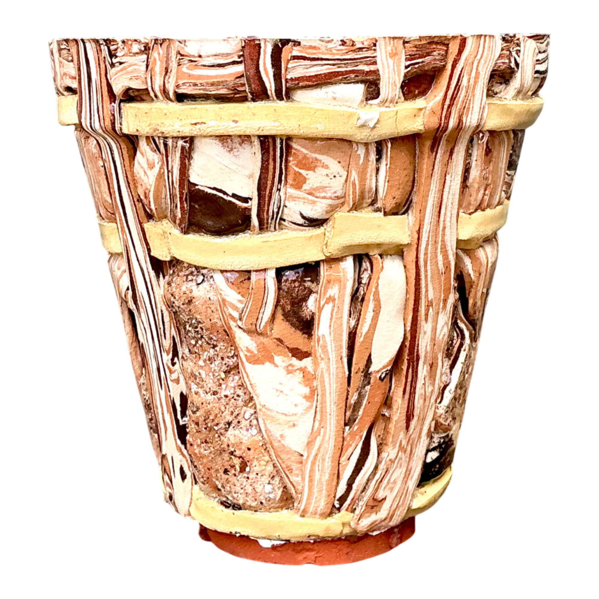 Vintage Multicolor Textured Ceramic Planter