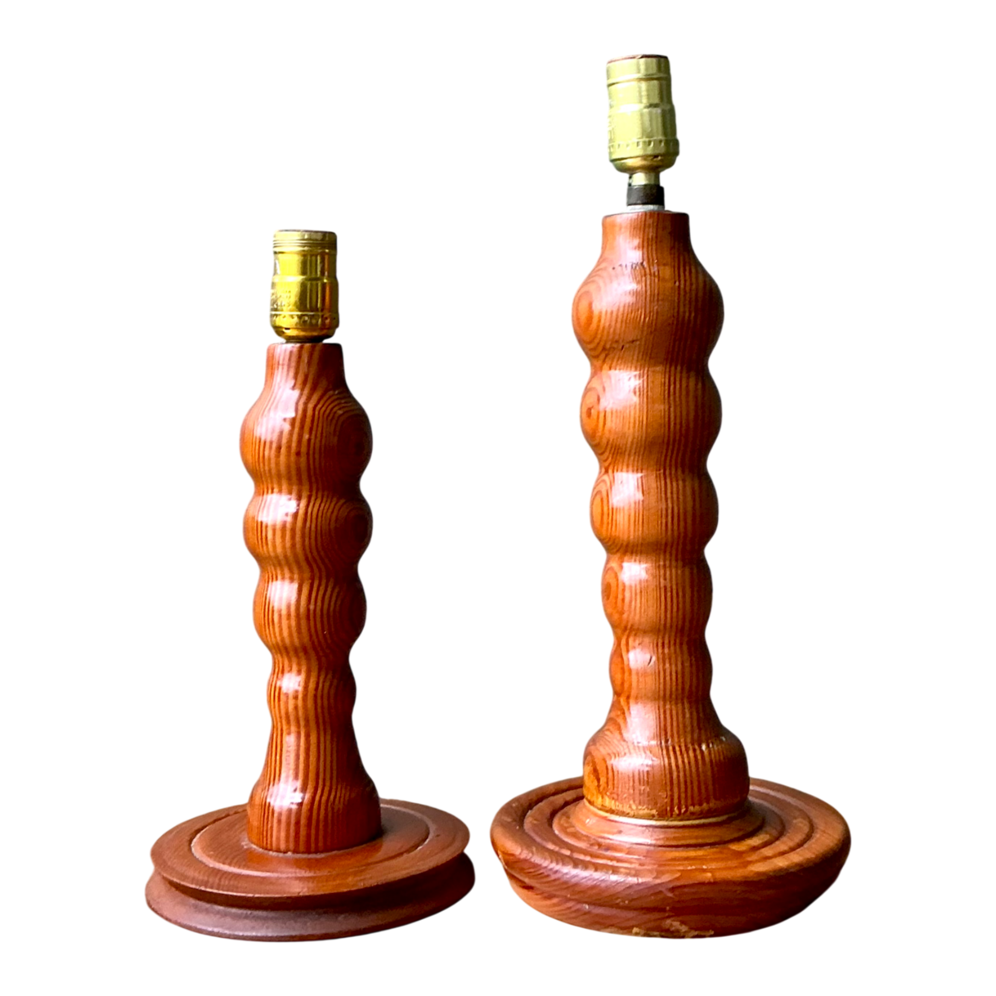 Vintage Sculptural Wood Table Lamps - A Pair — additional photo 1