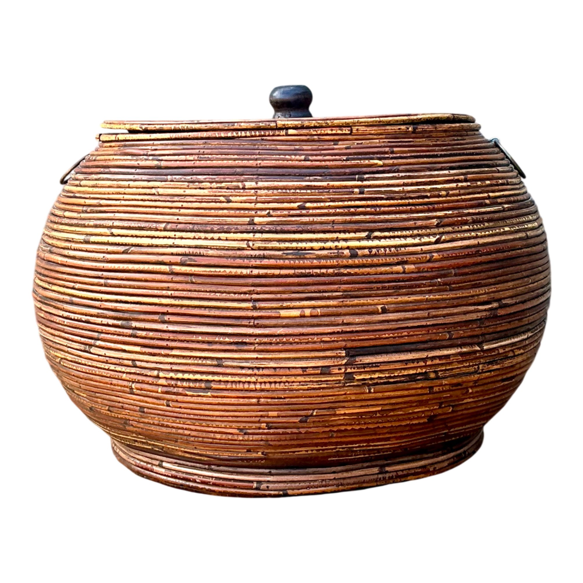 Vintage Pencil Reed Lidded Basket — additional photo 1