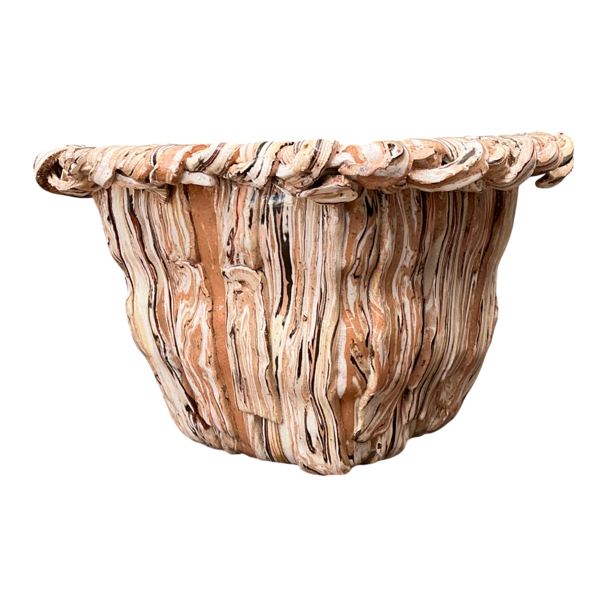 Vintage Multicolor Textured Ceramic Planter