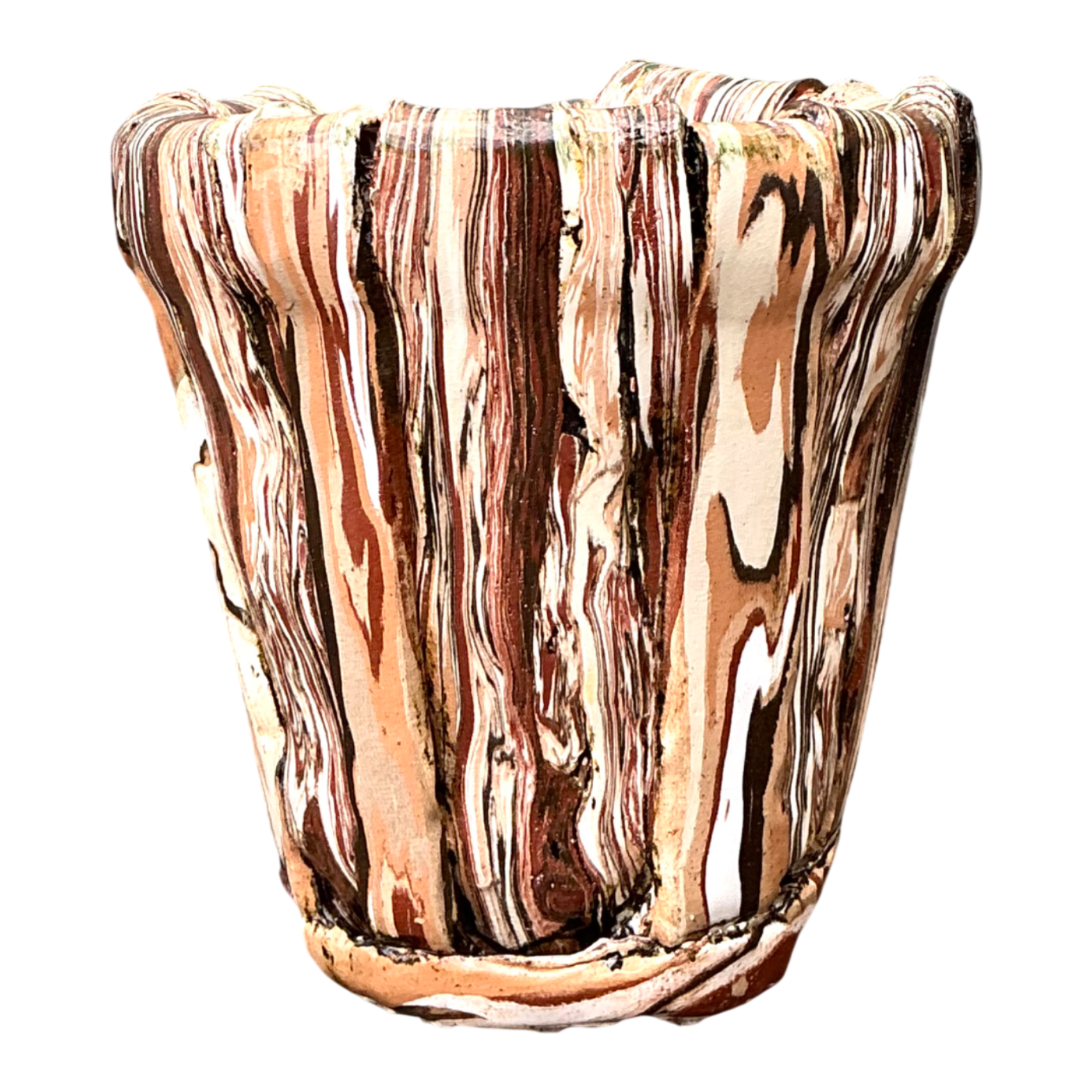 Vintage Multicolor Textured Ceramic Planter