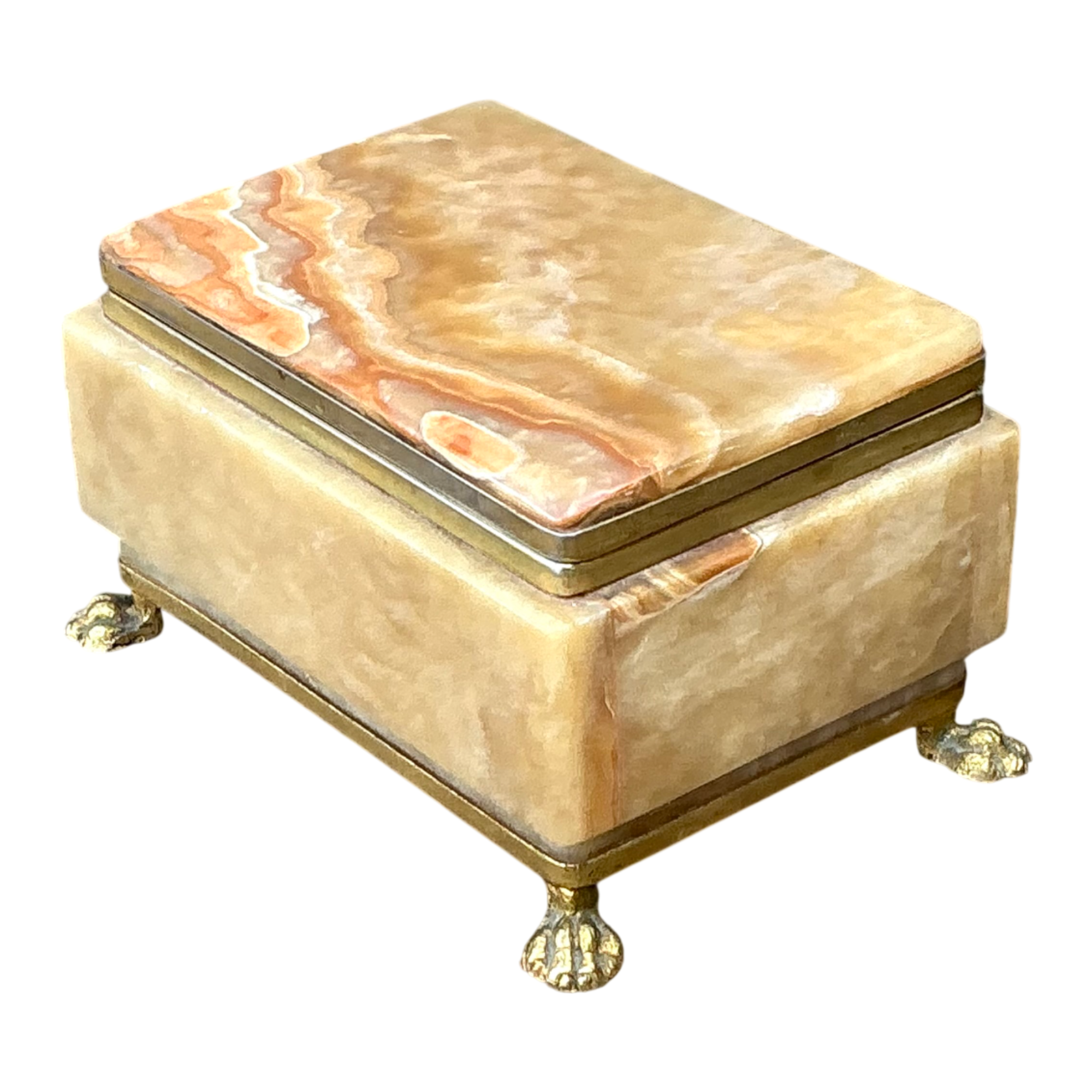 Vintage Onyx and Brass Footed Box — additional photo 1