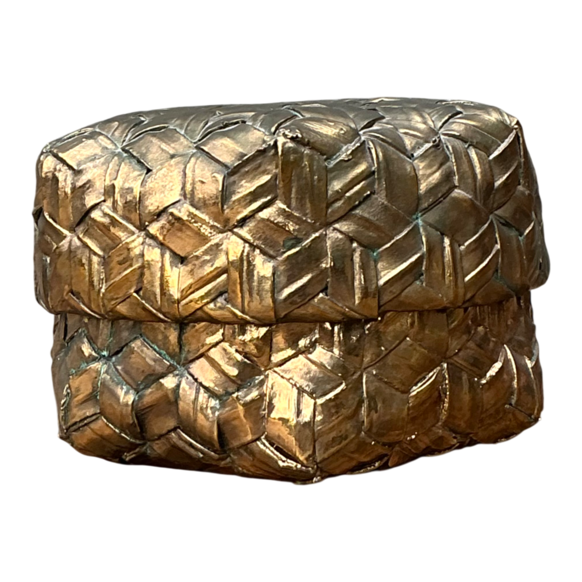 Vintage Gilded Rattan Decorative Hexagon Box — additional photo 1