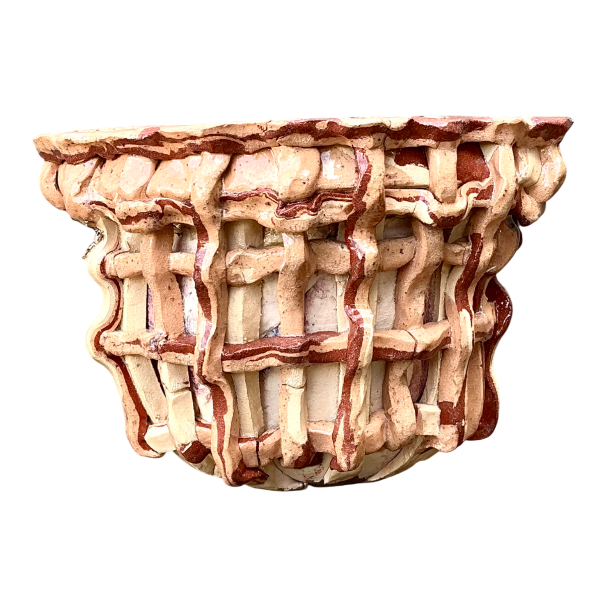 Vintage Sculptural Ceramic Basket Planter — additional photo 1