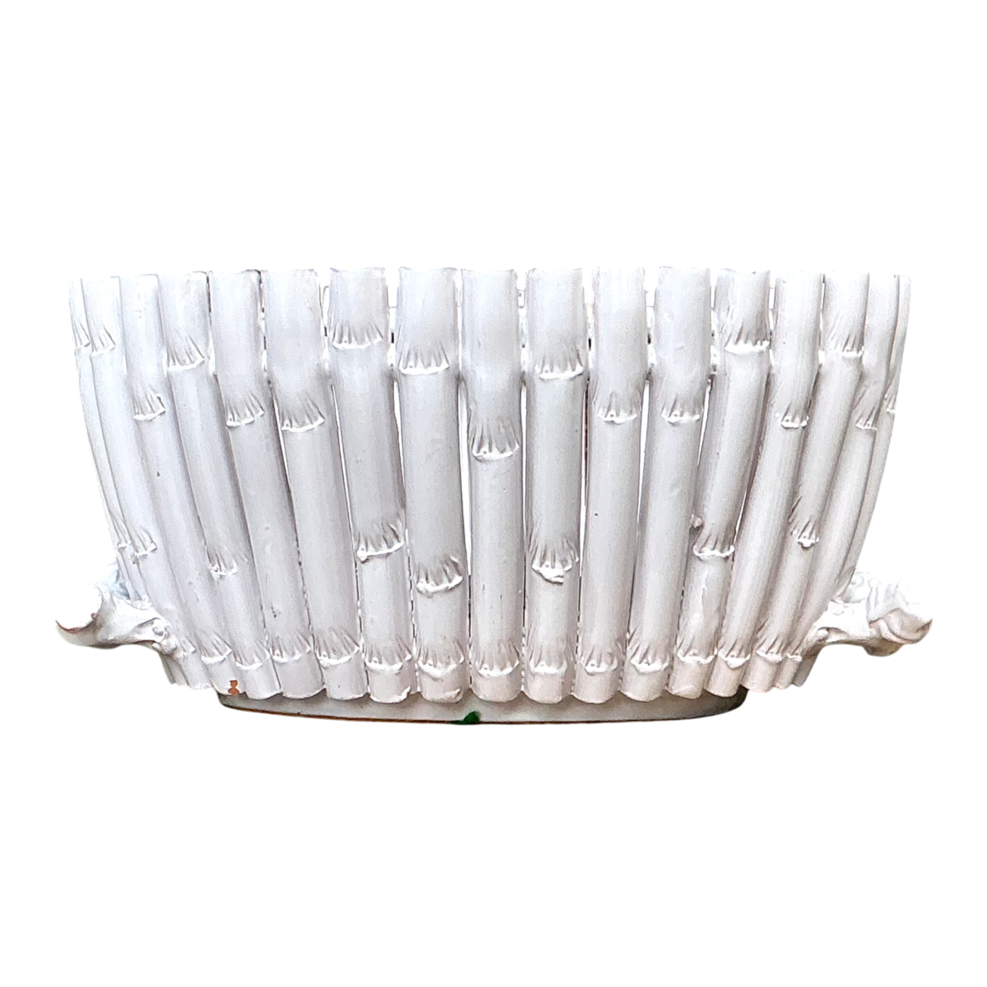 Vintage White Ceramic Bamboo Basket — additional photo 1