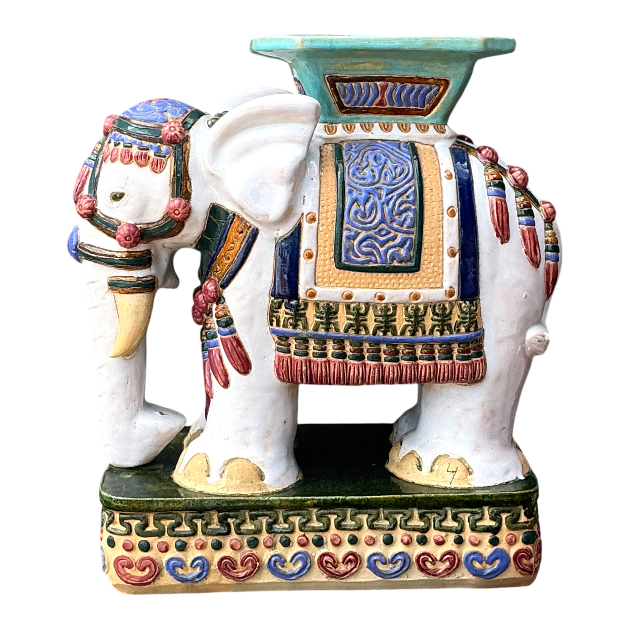 Vintage Ceramic Elephant Low Stool — additional photo 1