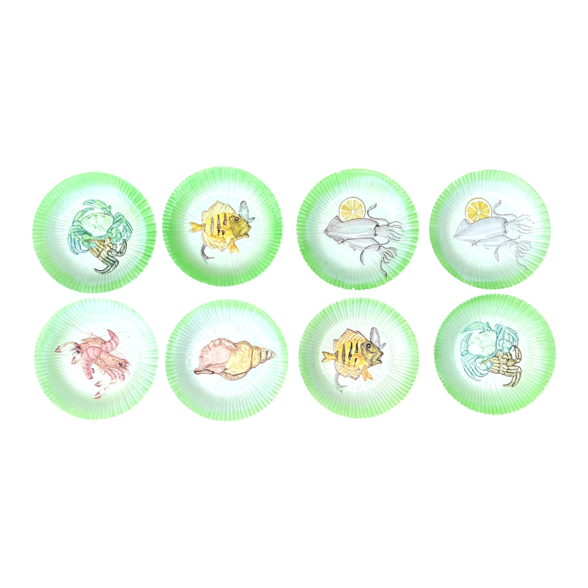 Vintage Italian Hand-Painted Ceramic Seafood Plates - Set of 8 — additional photo 1