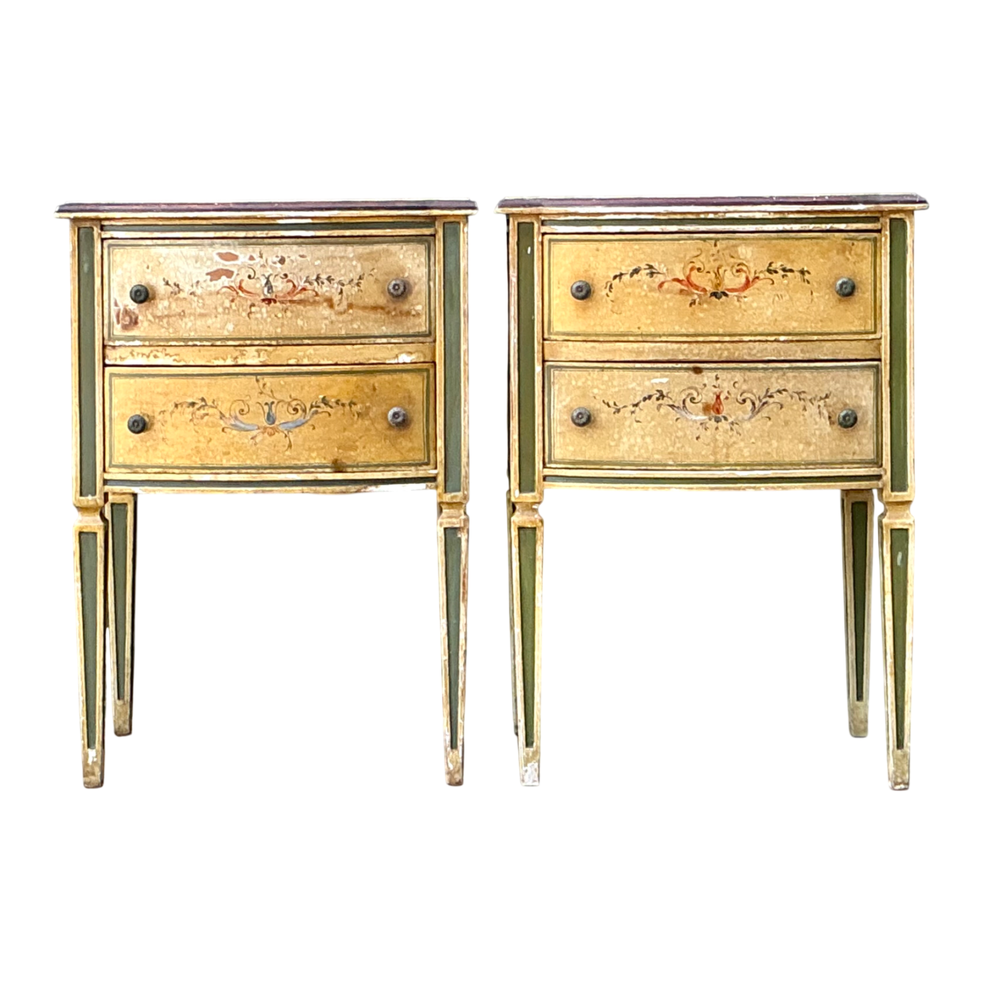 Vintage Distressed Hand-Painted Wood Side Tables — additional photo 1