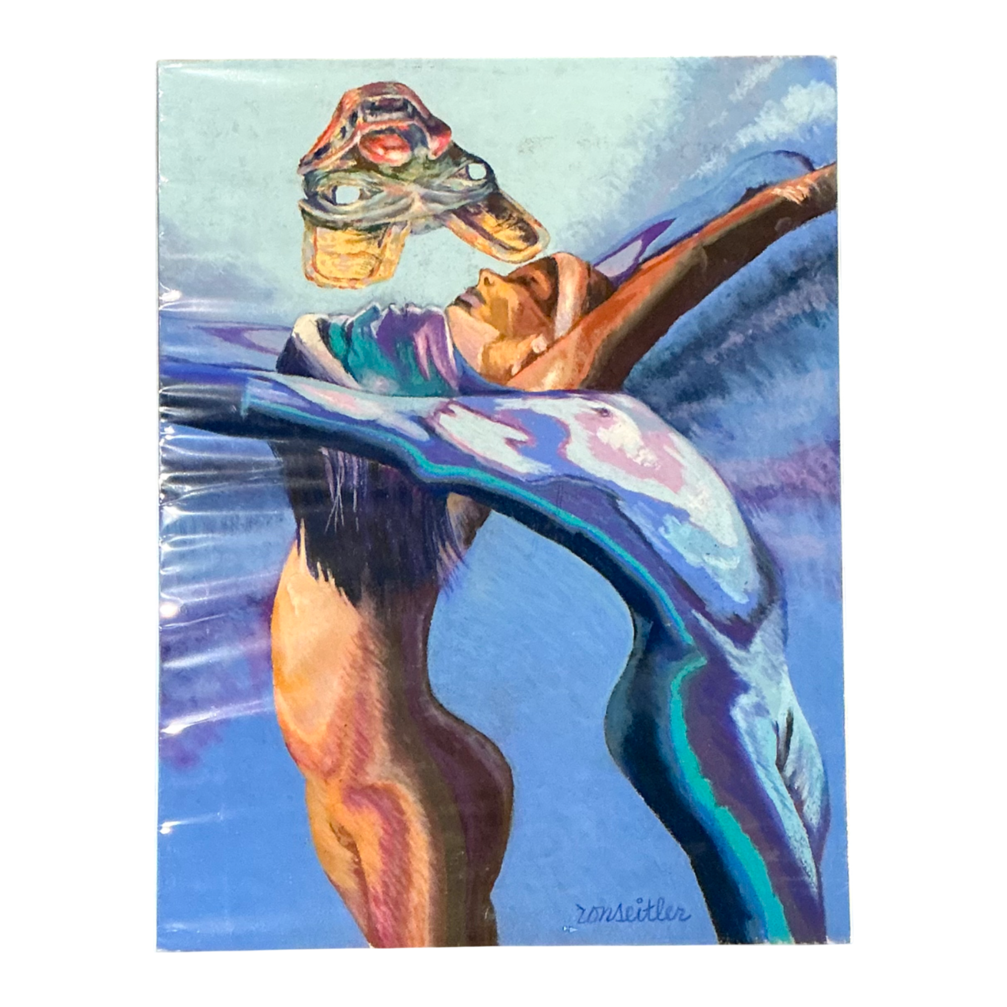Vintage Ron Seitler  Figurative Oil Crayon Drawing — additional photo 1