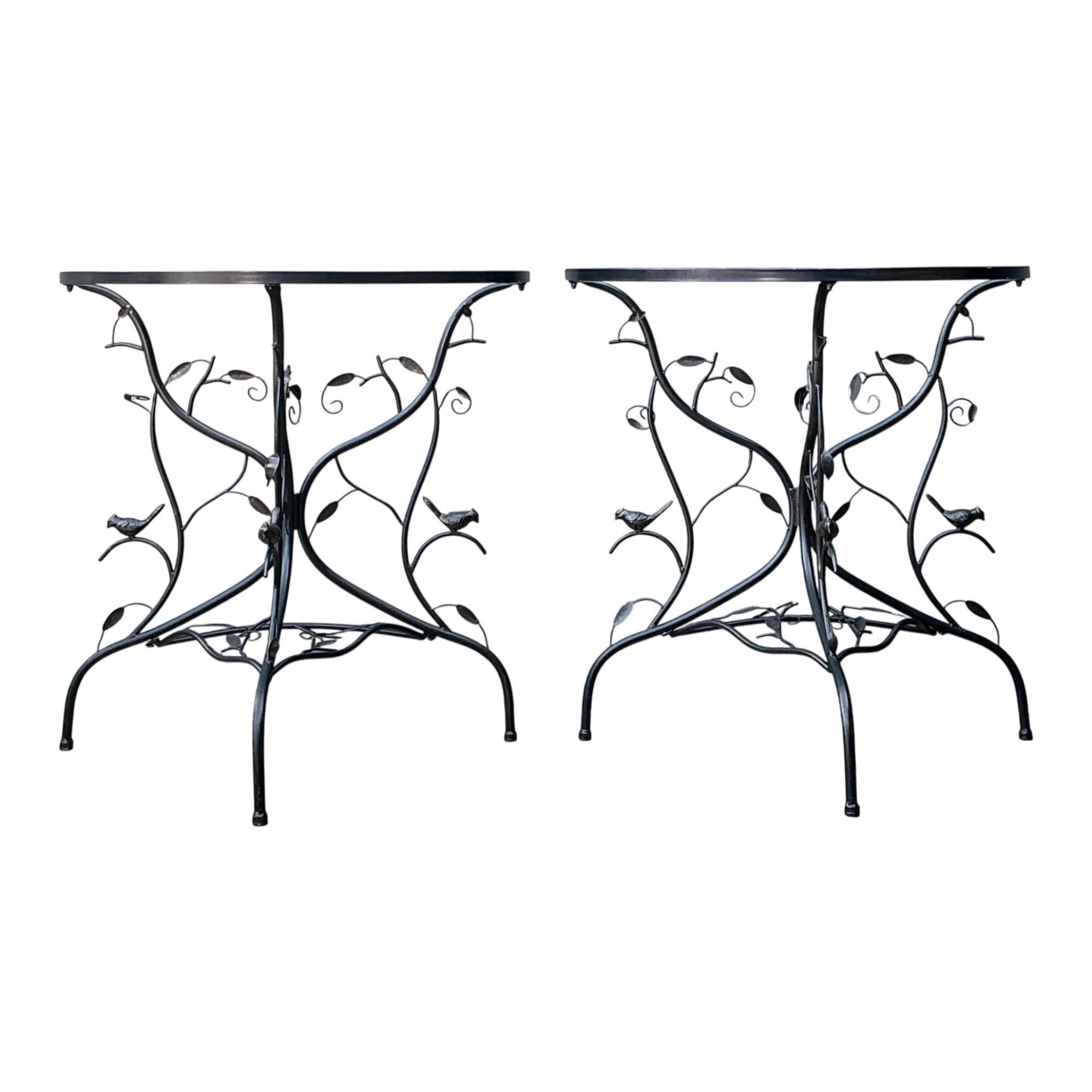 Vintage Sculptural Metal Demilune Console Tables - A Pair — additional photo 1