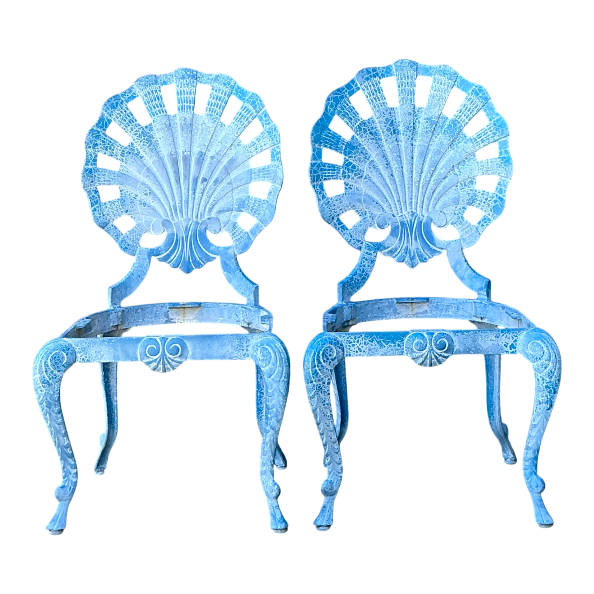 Vintage Blue Metal Shell Back Grotto Chairs - A Pair — additional photo 1